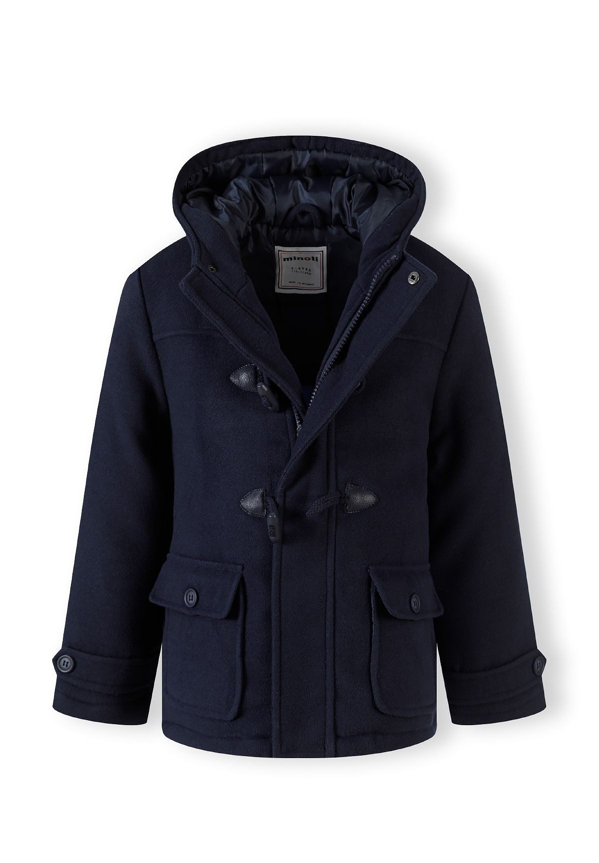 MINOTI Wintermantel, gefütterte Jacke mit Kapuze, für Jungen klassischer Look, praktische Pattentaschen