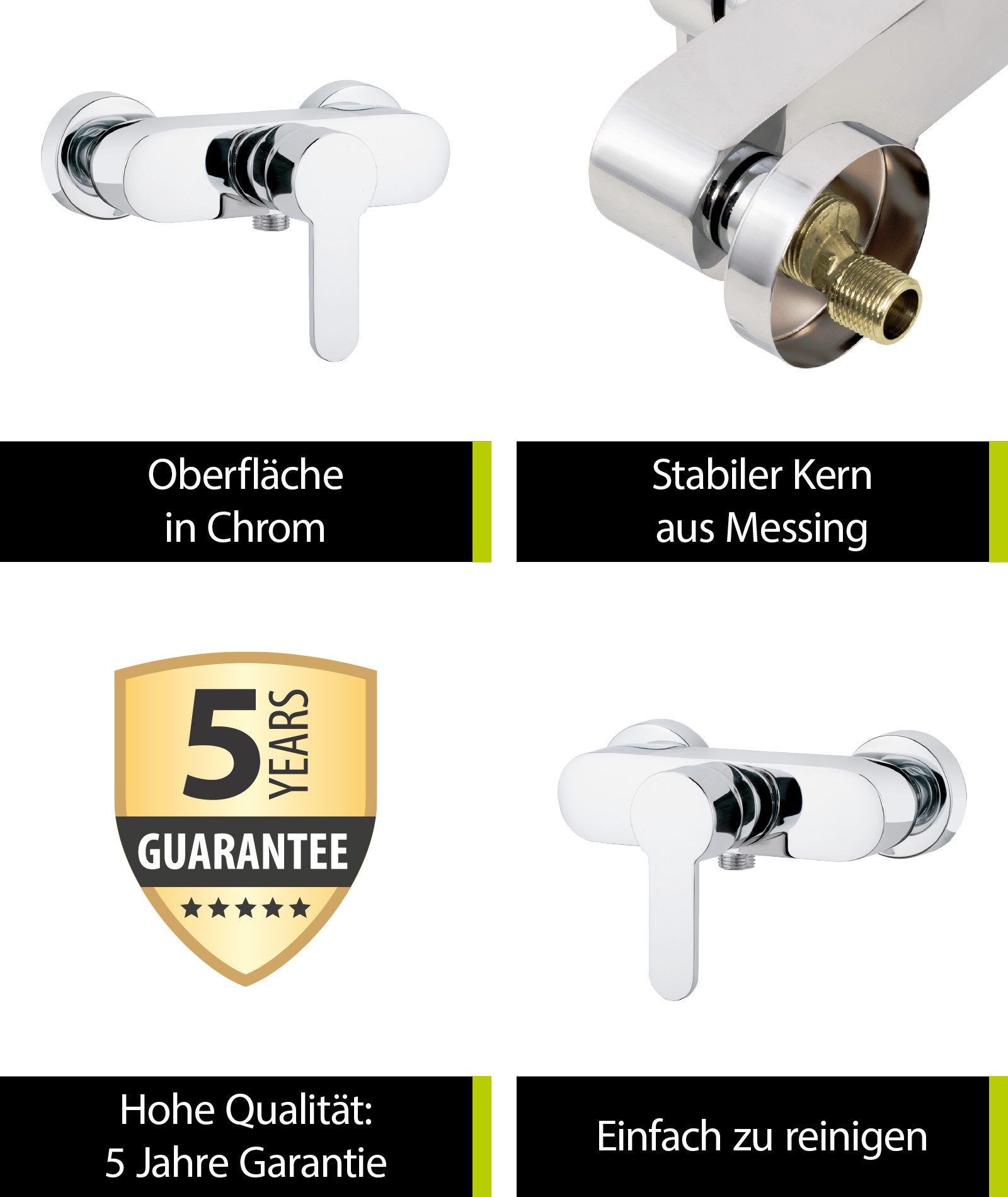 aquaSu Duscharmatur Sanmix Style Chrom, Keramikkartusche, Brauseabgang unten
