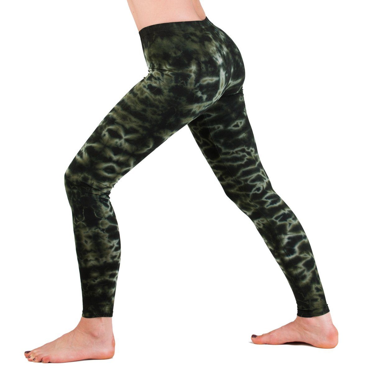 PANASIAM Leggings handgefärbte Unikat Batik Leggings aus natürlicher Viskose Goa Hose im Batik Look Yogaleggings Sporthose Sportleggings lange Leggings