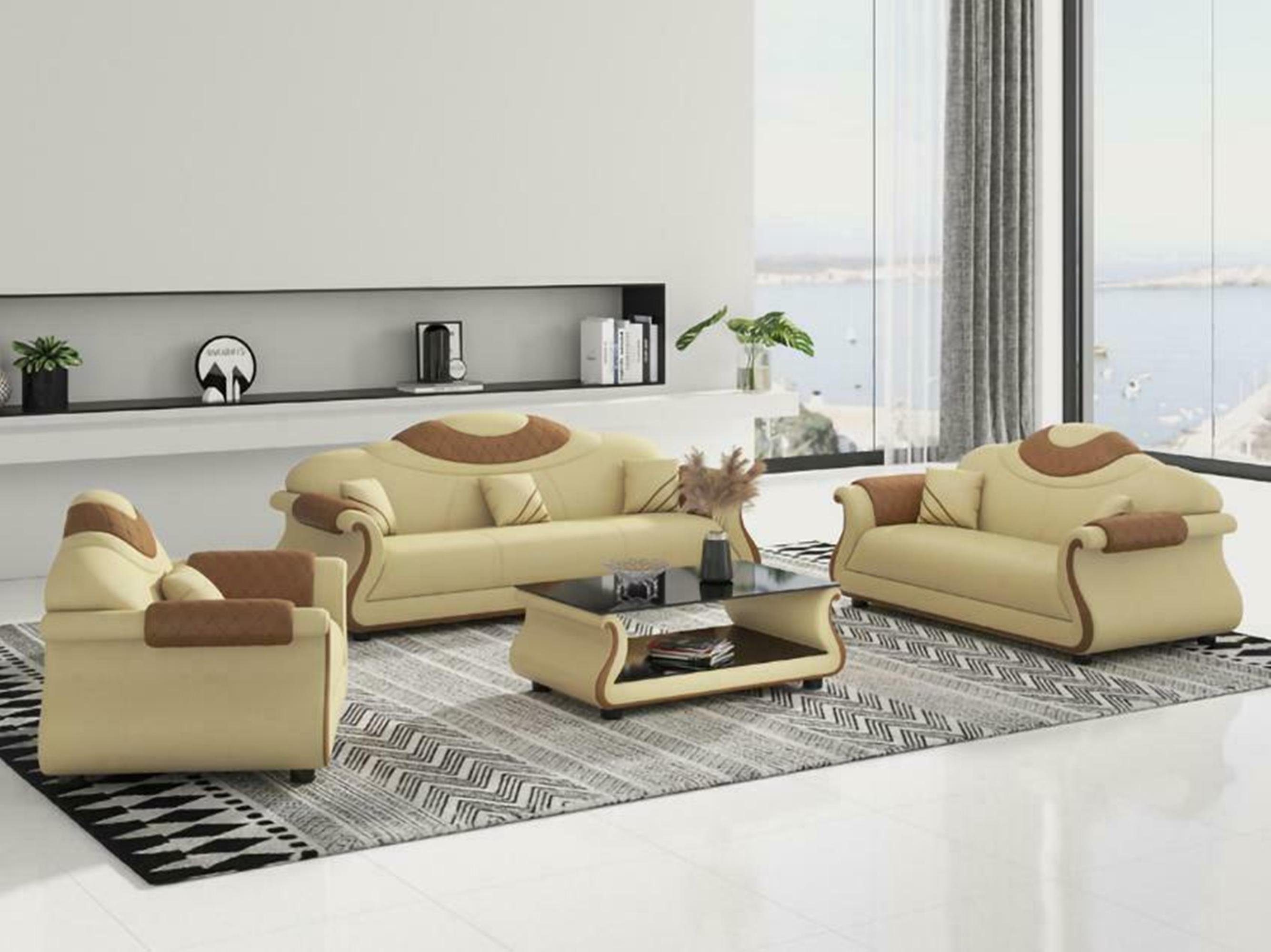 Beige in Made Sofa Couch Wohnlandschaft 3+2+1 Europe Sofagarnitur JVmoebel Sofa Sitzer Polster,
