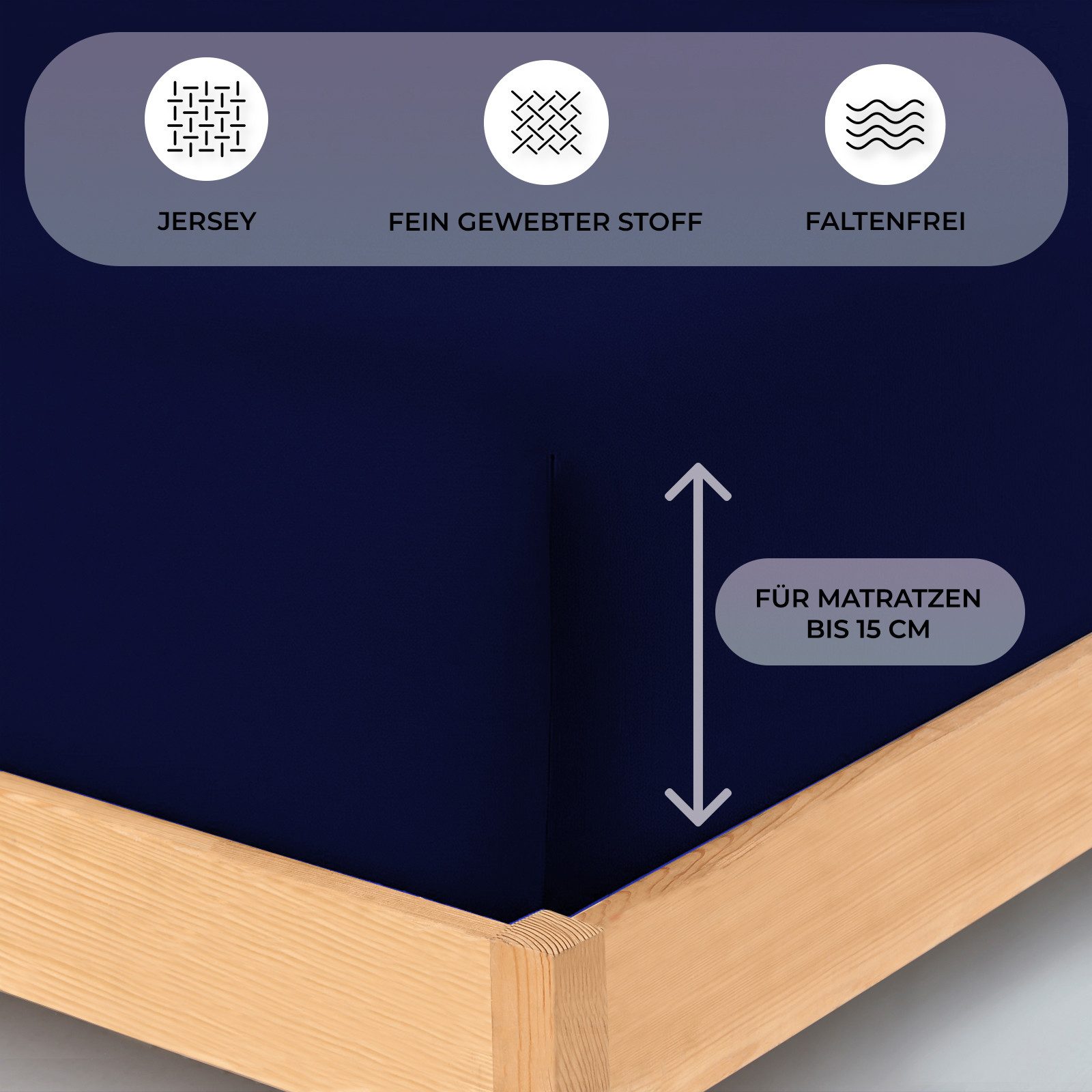 Buymax Spannbettlaken Buymax Jersey aus 100% Baumwolle, Jersey, Gummizug: Rundumgummi, (1 Stück), Pflegeleicht und Atmungsaktiv in Verschiedenen Farben und Größen