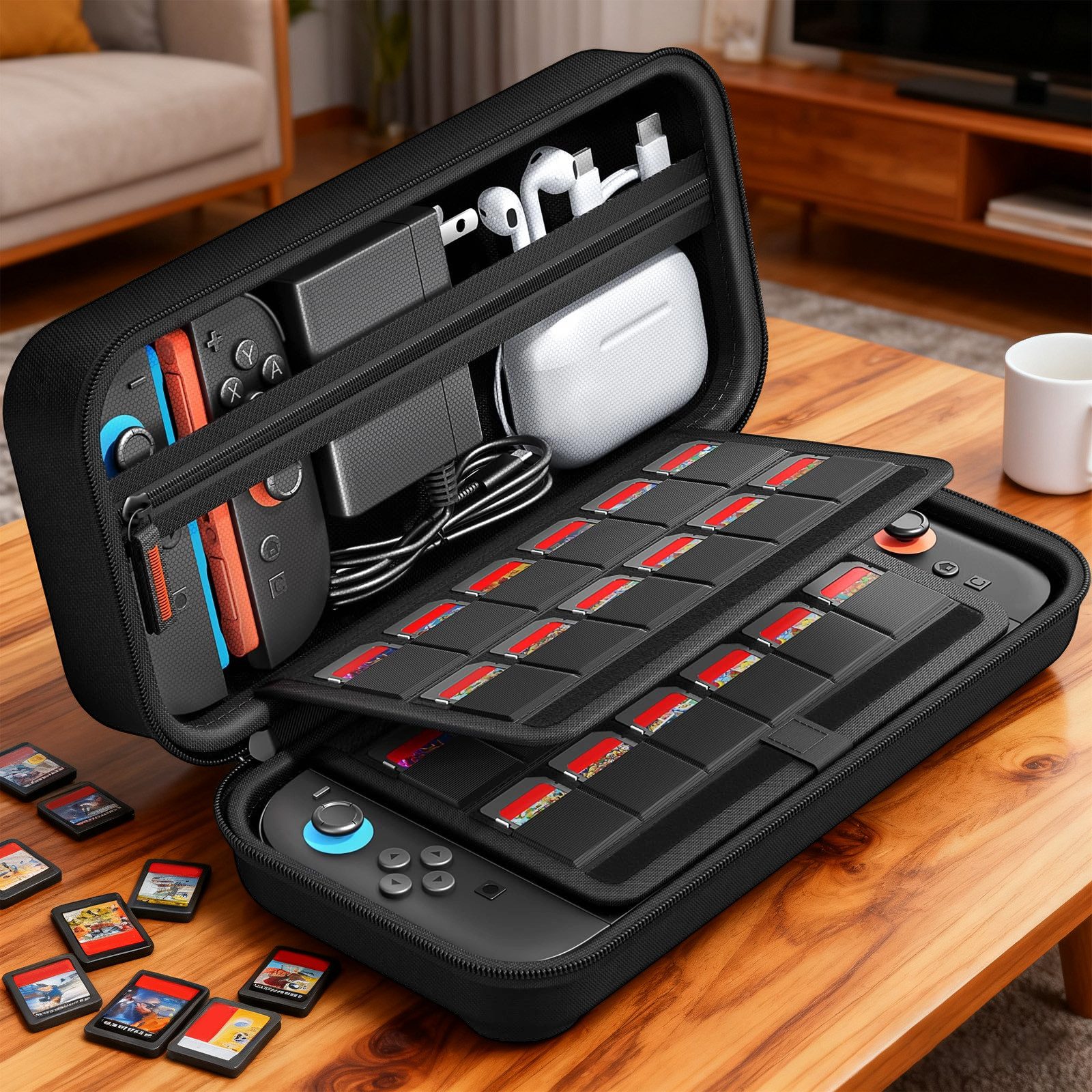 REDOM Nintendo-Schutzhülle Schutzcase Aufbewahrungstasche Zubehör Tasche Trage Tasche 28 cm (11 Zoll), mit 20 Spielkartenslots großer Stauraum für Zubehör Tragetasche