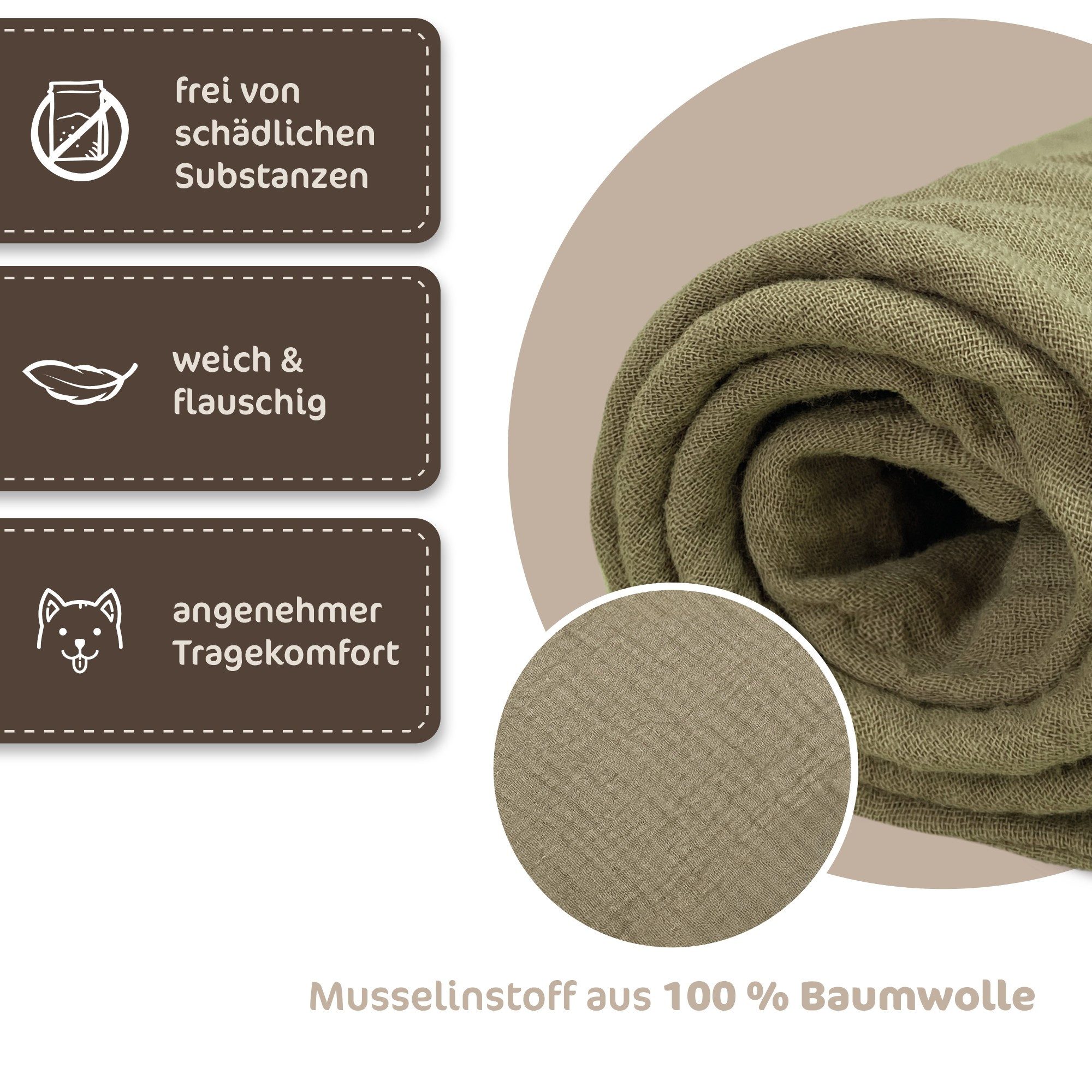 my STITCHERY Tier-Halstuch Musselin Hundehalstuch mit Namen bestickt, Oeko-TEX® Standard 100, Musselin