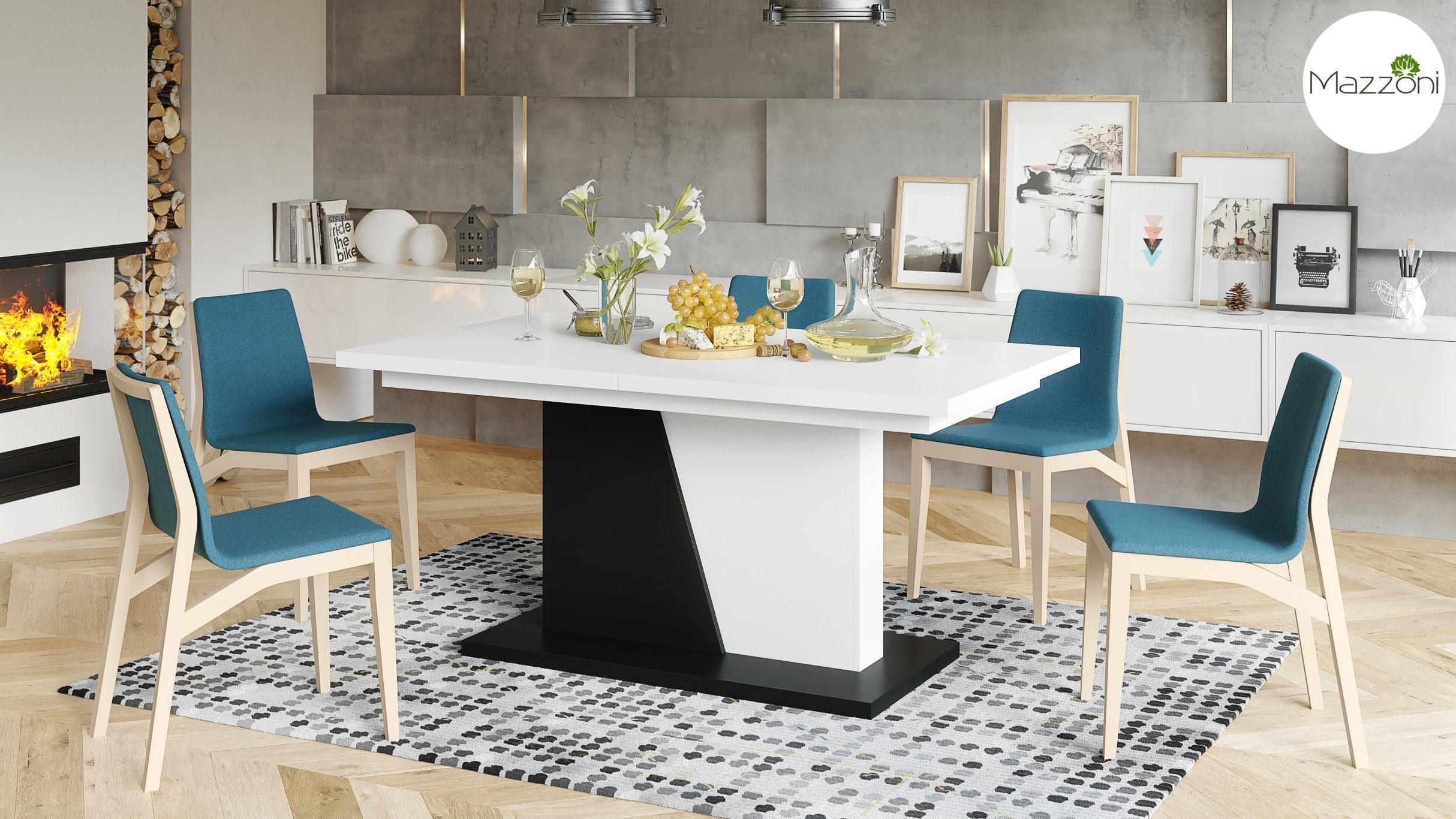 Mazzoni Esstisch Design Noble Noir Tisch ausziehbar 160 bis 218 cm