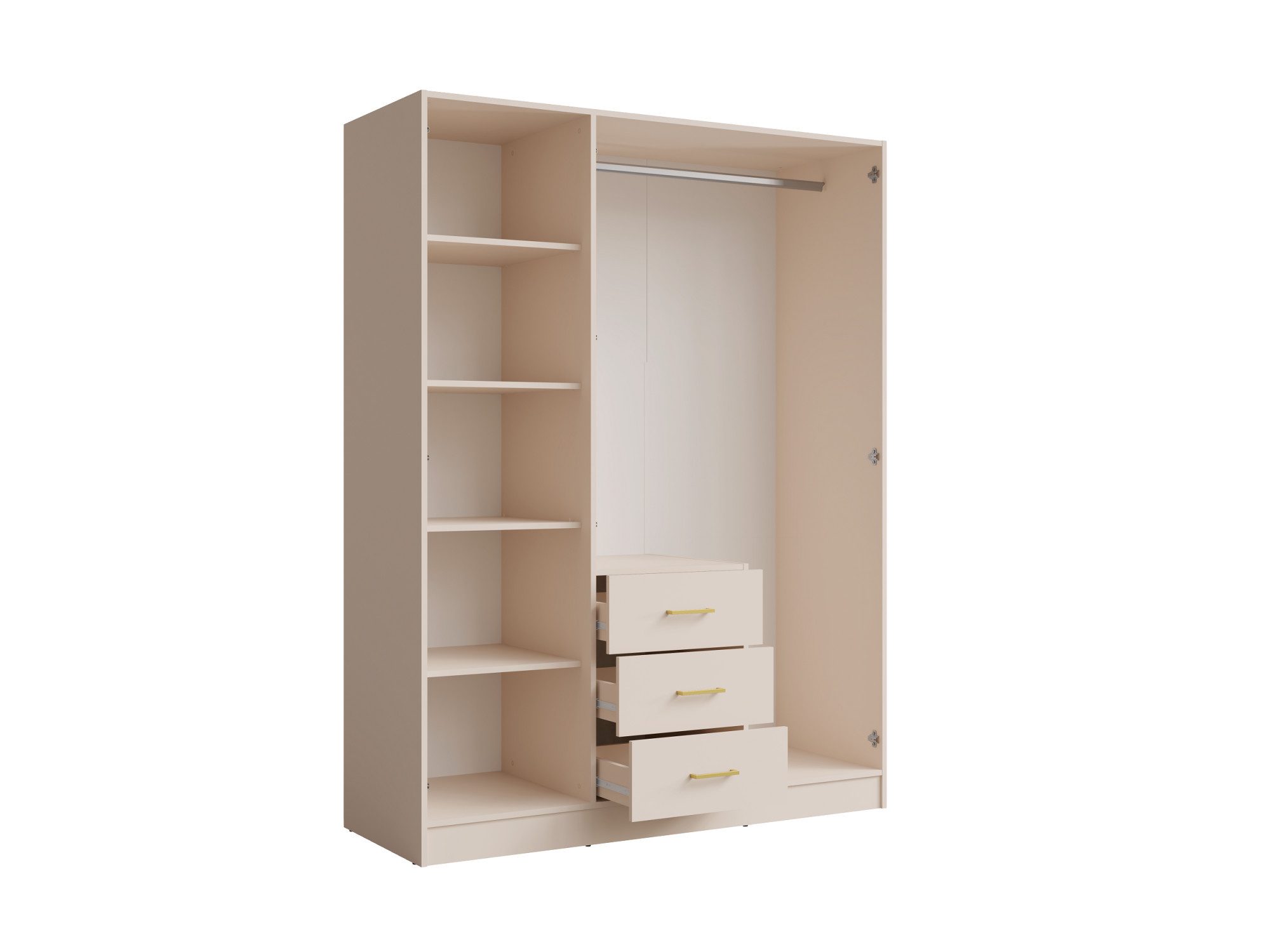 OTTO home Kleiderschrank Kleiderschrank mit 3 Türen, goldenen Griffen, Maße B/H/T 150/200/58 cm – Bild 3 von 5