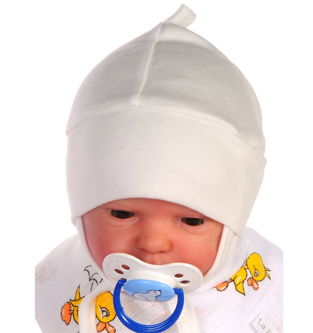 La Bortini Erstlingsmütze Mütze Babymütze Baby Haube in Creme für Neugeborene