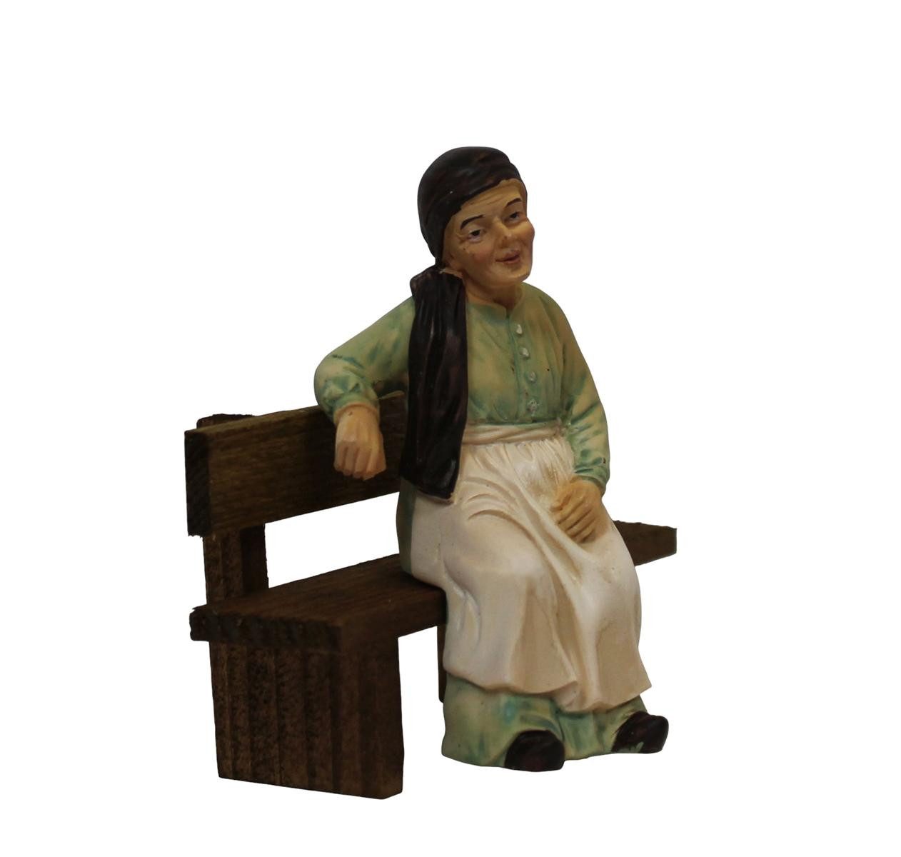 ZICOM Krippenfigur Großmutter sitzend auf Bank Polyresin handbemalt 9 cm (Set, 2-teilig)
