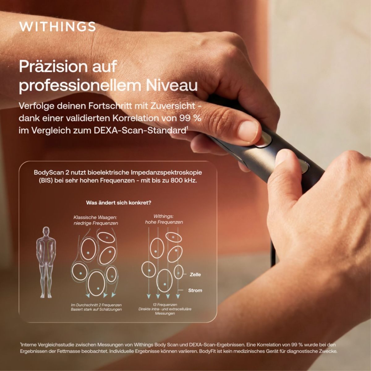 Withings Körper-Analyse-Waage Withings BodyFit: Smarte Körperwaage mit 40+ Biomarkern, 99 % DEXA-Genauigkeit • Stoffwechselbewertung • Kostenlose App – Bild 4 von 5