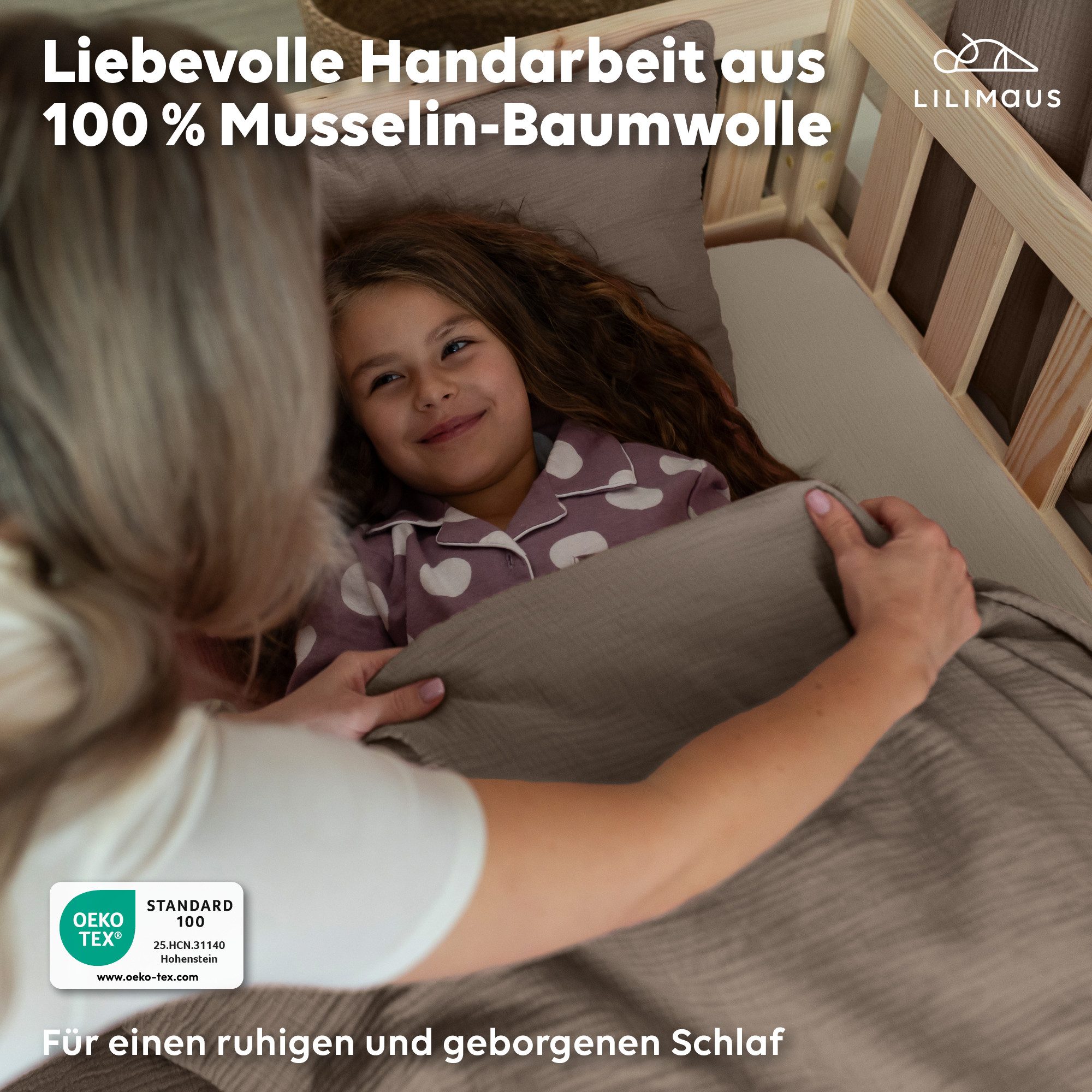 lilimaus Kinderbettwäsche Musselin Bettbezug-Set 100x135 & 135x200 mit Kissenbezug, 1 teilig, butterweich & temperaturausgleichend - Set mit Kissenbezug