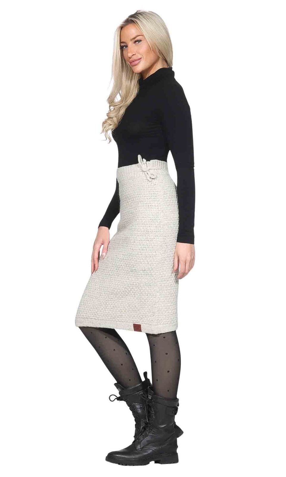 KUNST UND MAGIE Strickrock Langer Rock Klassischer Boho Strickrock Winter Wolle