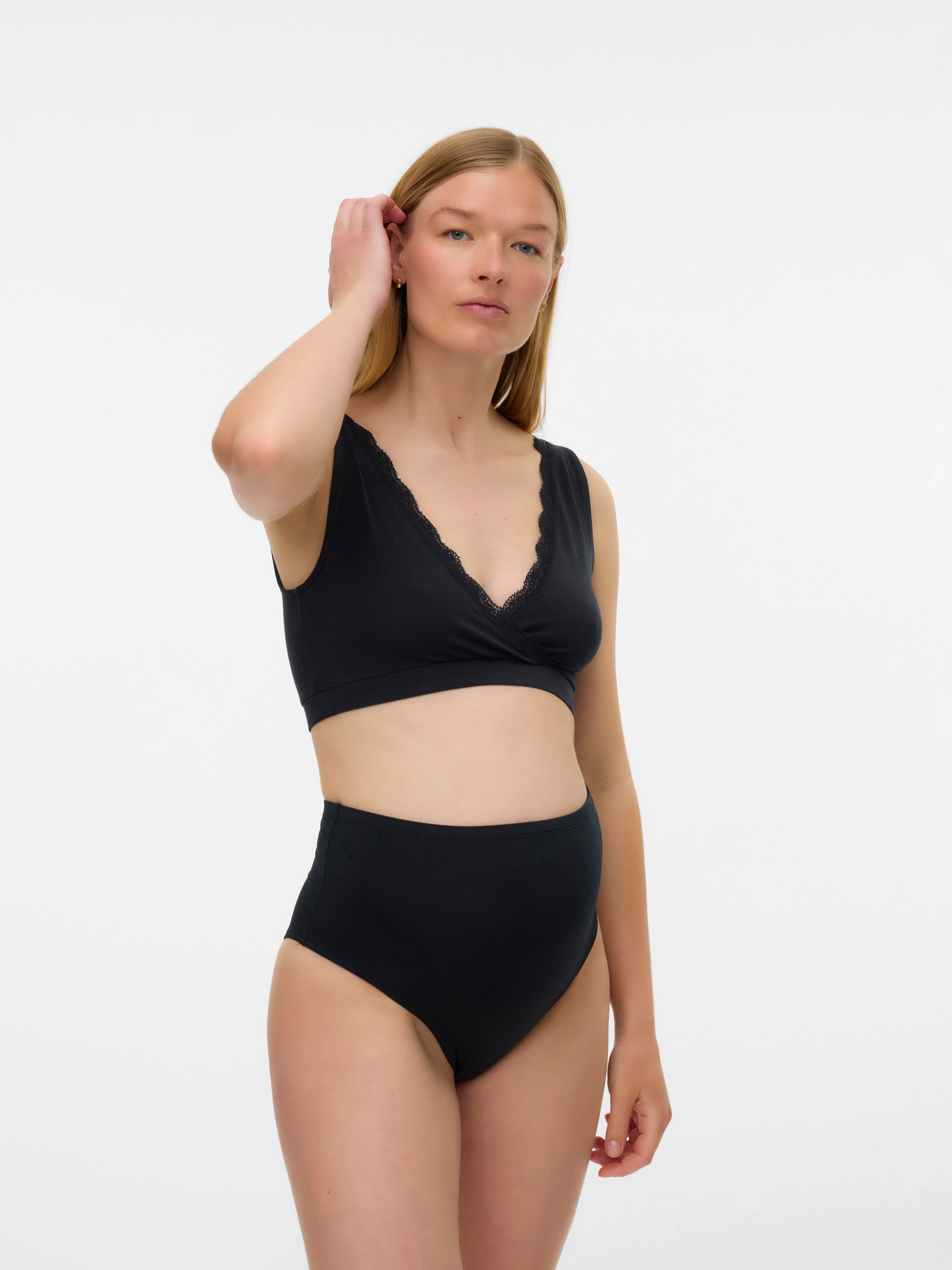 Mamalicious Bustier MLHELENA CROSSY LACE BRA 2F 2-P NOOS (Packung, 2-tlg) aus Baumwollmischung mit Jersey, in elastischer Qualität
