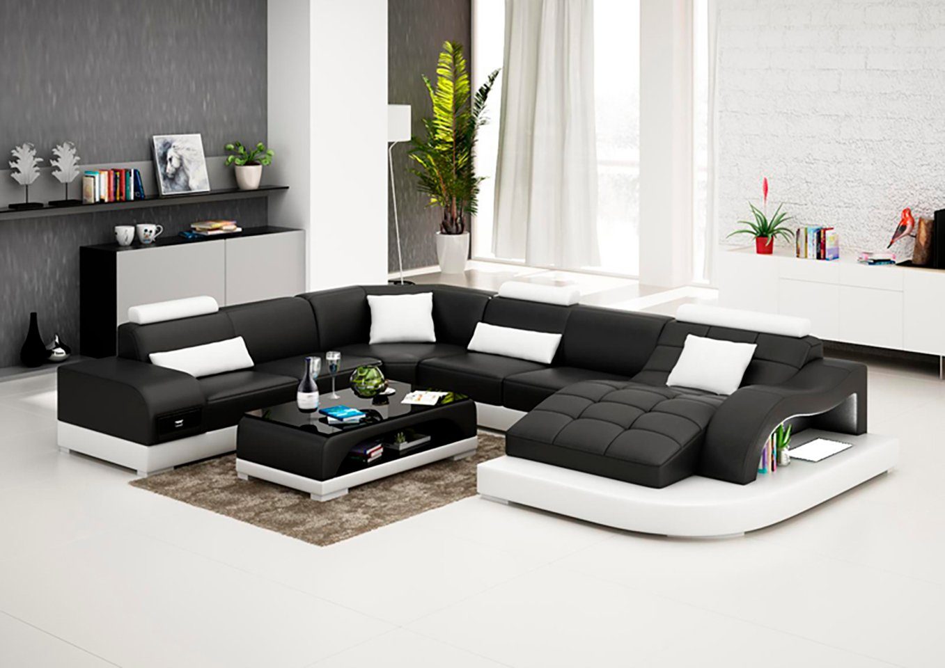 JVmoebel Ecksofa, Eck Ecksofa Couch Sofa Design Modern Ledersofa Wohnlandschaft