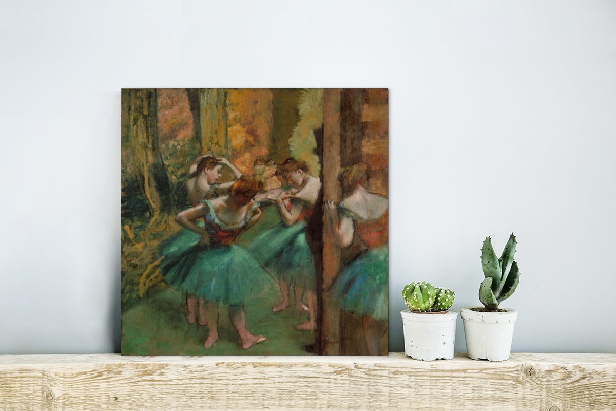 MuchoWow Metallbild Tänzerinnen - Edgar Grün von St), Rosa (1 aus und deko Alu-Dibond-Druck, Degas, Gemälde Gemälde Metall, Aluminium
