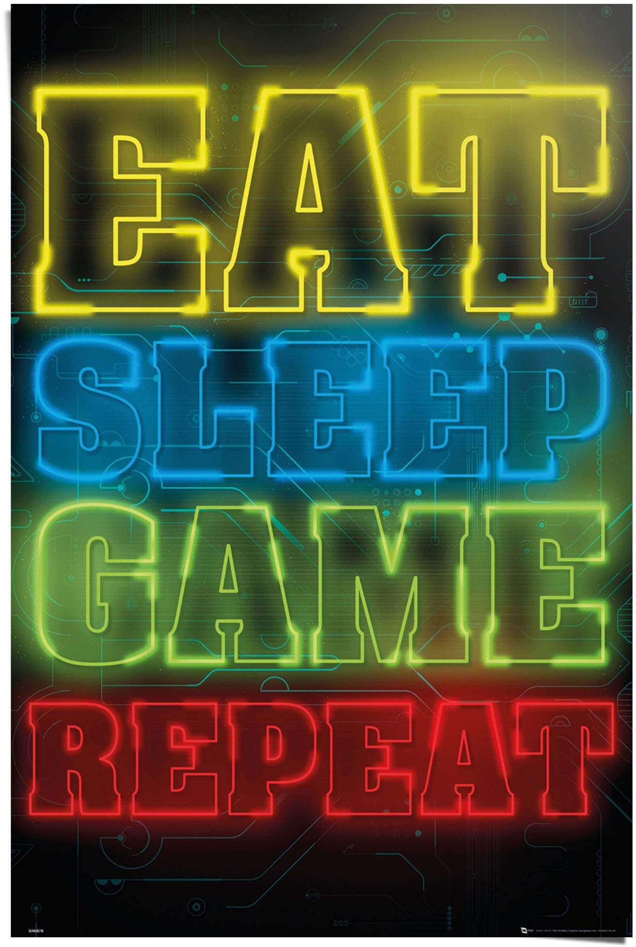 Reinders! Poster Poster Zocken repeat, Spiele St) game Eat (1 sleep