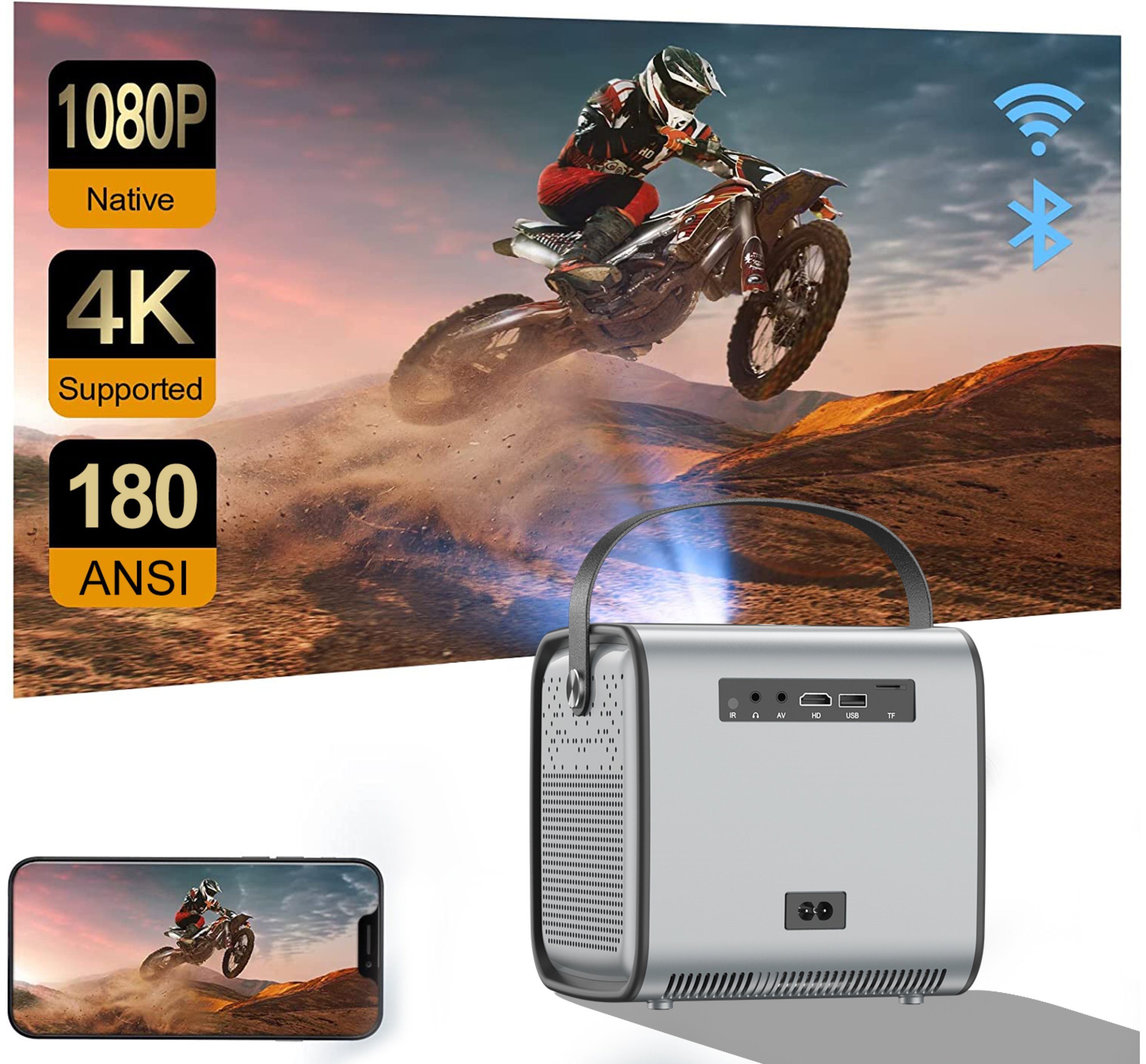 px, FHD Smartphone-Kino (1500:1, weiß tragbarer Schnittstelle: HDMI, 1920*1080 AUDIO-Ausgang) USB, Blue 4K-Mini-3D-Projektor 1920*1080, AV-Video, LED LED-Beamer Chilli S6