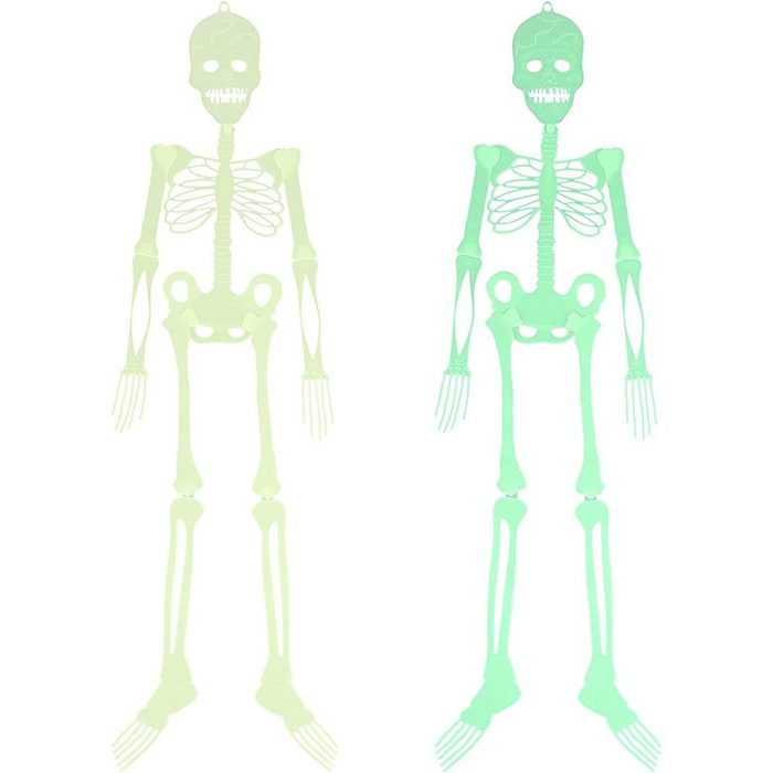 GelldG Dekoobjekt Halloween Leuchtendes Schädel-Skelett 2 Stück Leuchtendes Skelett