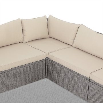 Casaria Gartenlounge-Set, (26-tlg), 7cm Auflagen Tisch mit Ablage Sicherheitsglasplatte Balkon Gartenmöbel