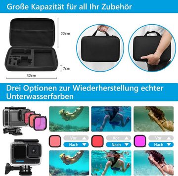 GelldG Kamera-Rainsleeve Zubehör Set Kit Bundle für GoPro Hero 10 / Hero 9 Schwarz Wasserdicht