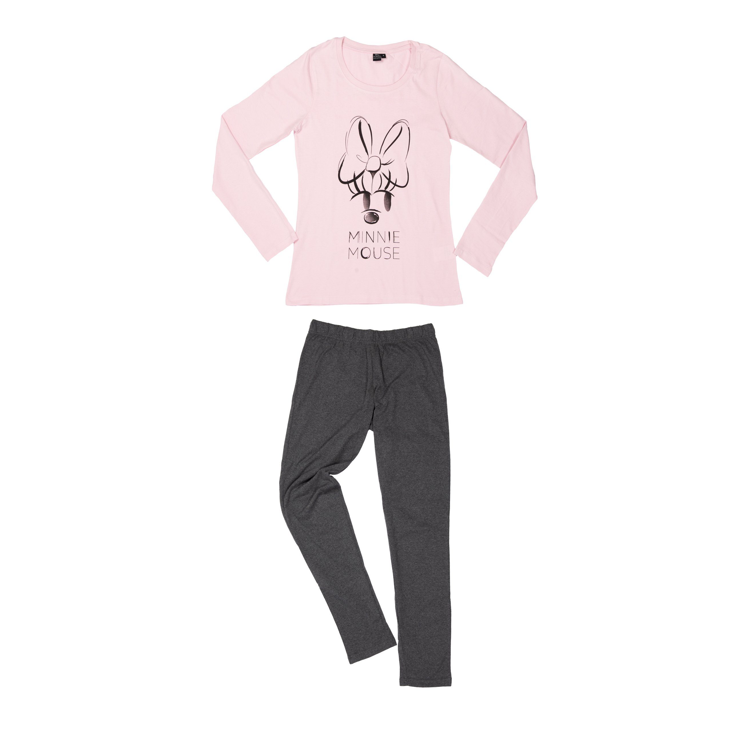 United Labels® Schlafanzug »Disney Minnie Mouse Schlafanzug für Damen Pyjama  Set Langarm Oberteil mit Hose Rosa/Grau« online kaufen | OTTO