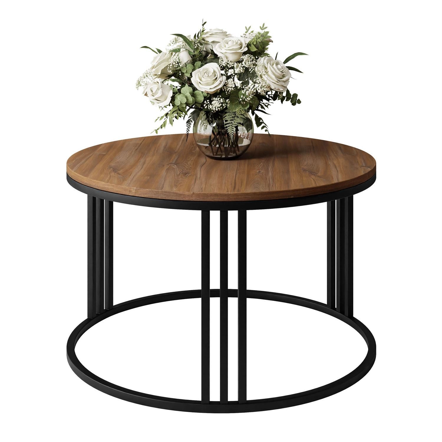 Lookway Couchtisch LORI LOFT mit Tischplatte in Holzdekor (1xCouchtisch), Durchmesser: ⌀70 cm, Höhe: 48 cm