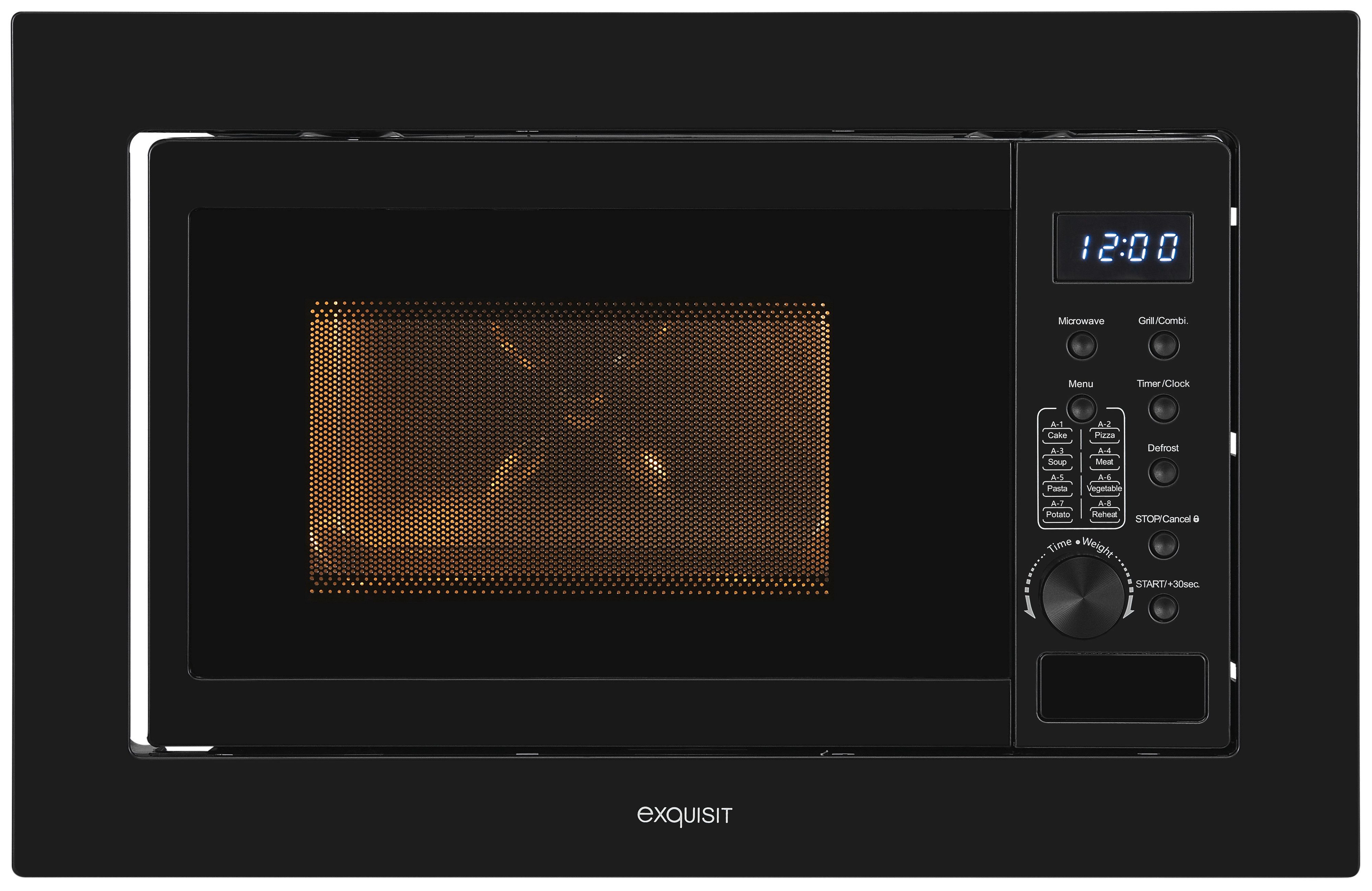 exquisit Einbau-Mikrowelle EMW20-DG-020, Grill, Mikrowelle, 20 l, 7 Automatikprogramme für Kuchen,Pizza,Suppe,Pasta,Gemüse,Kartoffeln