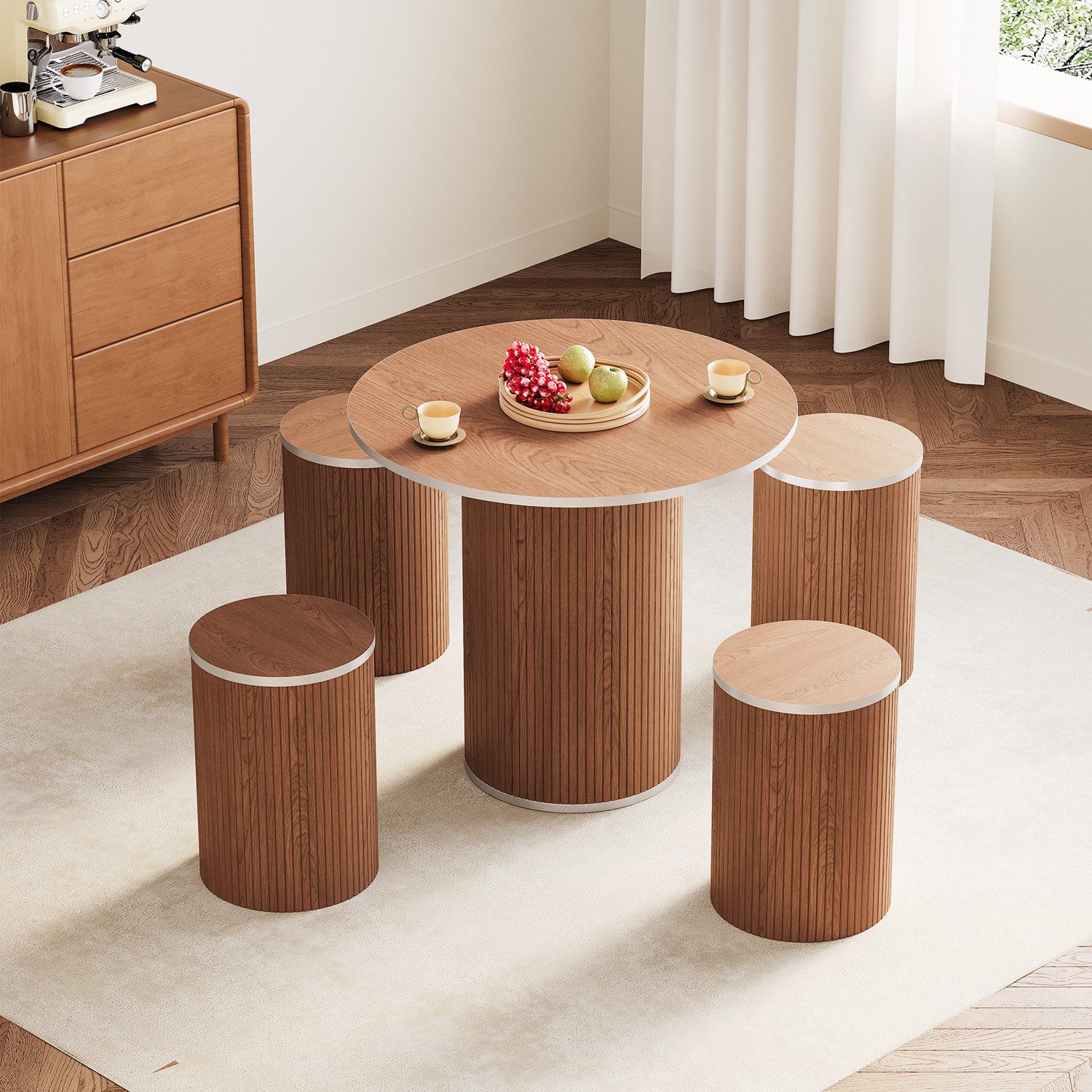 ToteBox Tischsitz 80CM Runder Esstisch und Stühle von 4