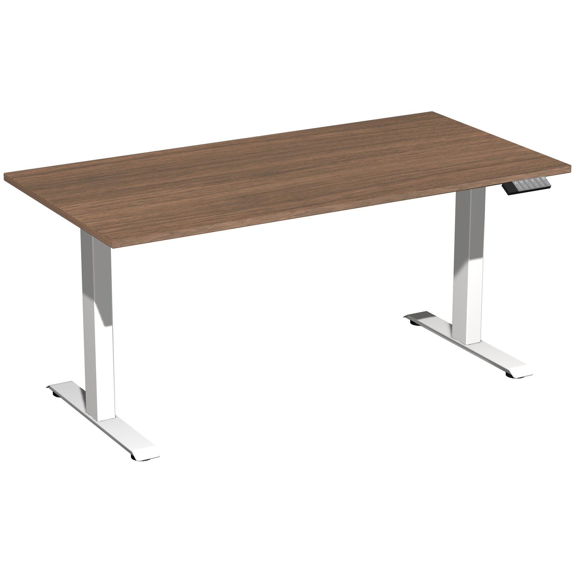geramöbel Schreibtisch Tisch Elevate Plus 1600x800x630-1280mm weiß/nußbaum
