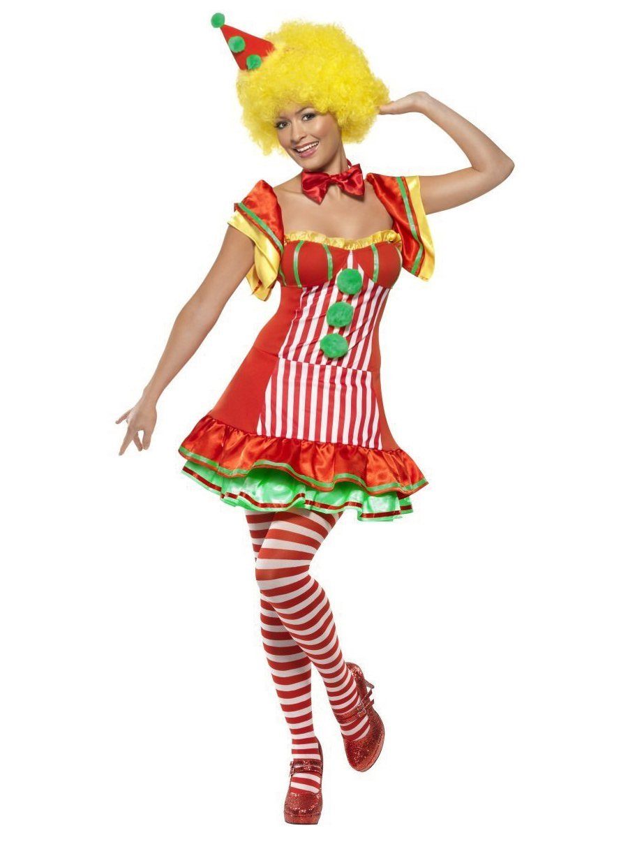Smiffys Clown-Kostüm Clown Kostüm Kleid Karneval Faschingskostüm Damen, Clo günstig online kaufen