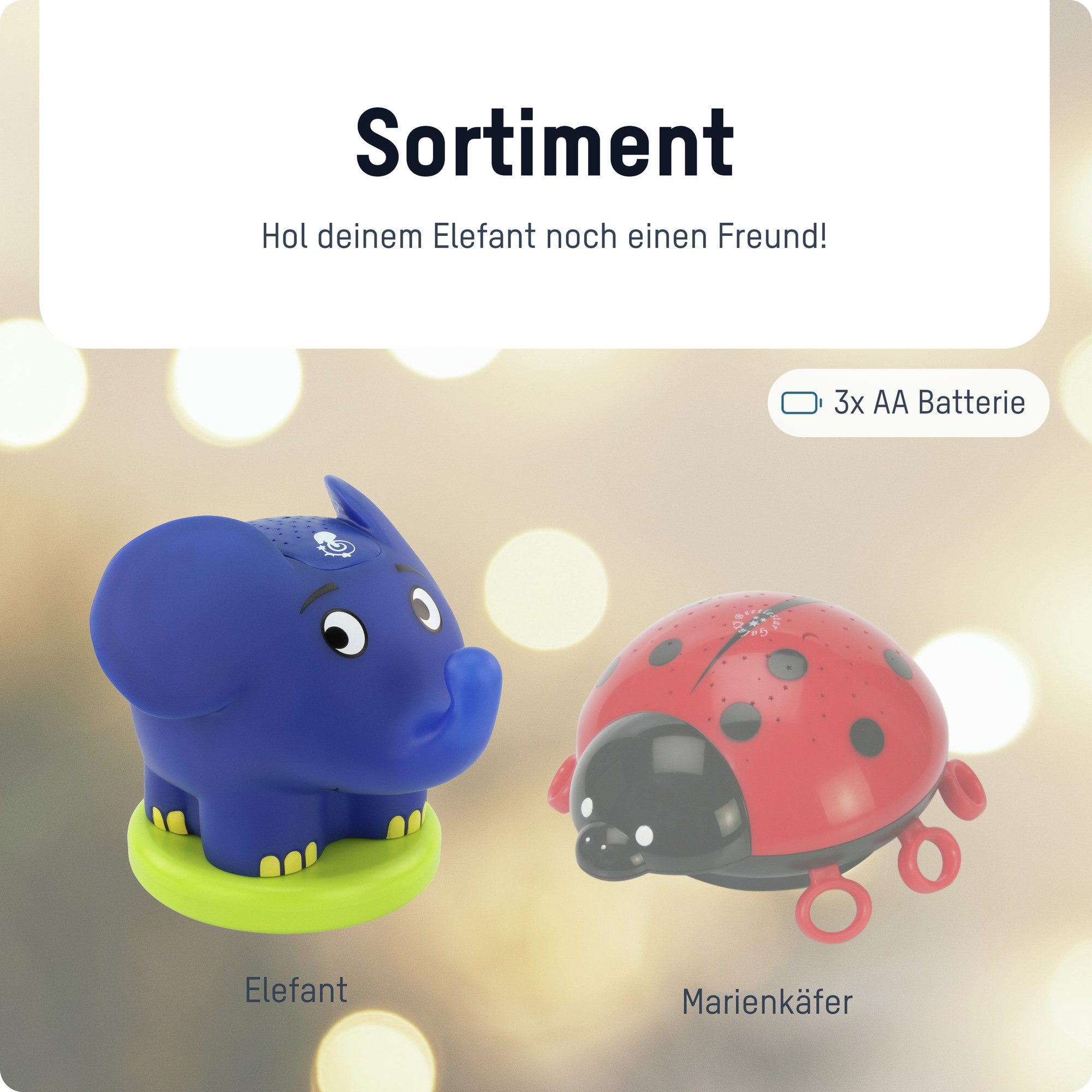 ANSMANN AG LED-Sternenhimmel LED Sternenhimmel Projektor Elefant Musik Sternenlicht Einschlafhilfe