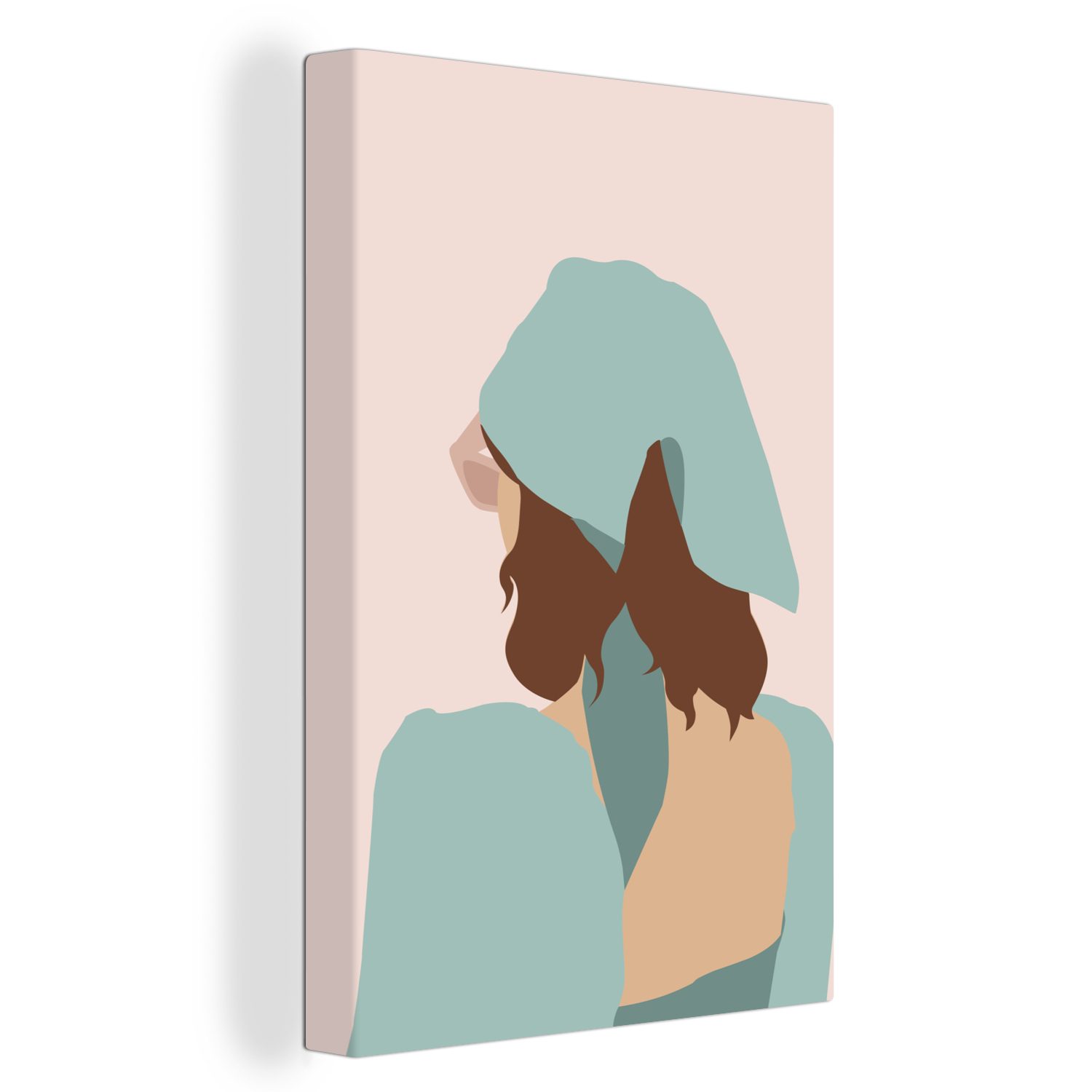 Zackenaufhänger, (1 Gemälde, inkl. cm - Kleidung, - fertig St), Leinwandbild bespannt Frauen OneMillionCanvasses® 20x30 Leinwandbild Sommer