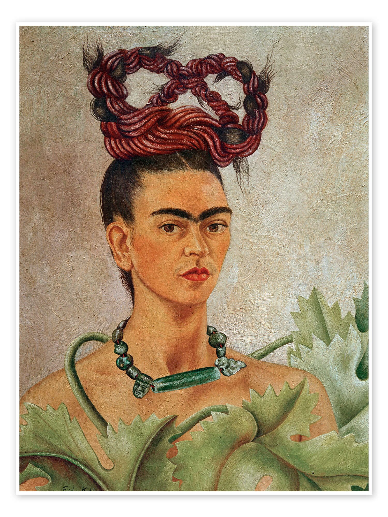 Posterlounge Wandbild Selbstbildnis mit Zopf, 1941, Frida Kahlo, erhältlich als Poster, Leinwandbild, Wandsticker oder Acrylglasbild