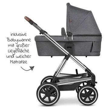ABC Design Kombi-Kinderwagen Vicon 4 Air - 3in1 Set - Asphalt, Kinderwagen Buggy mit Babywanne, Babyschale, Sportsitz, Regenschutz