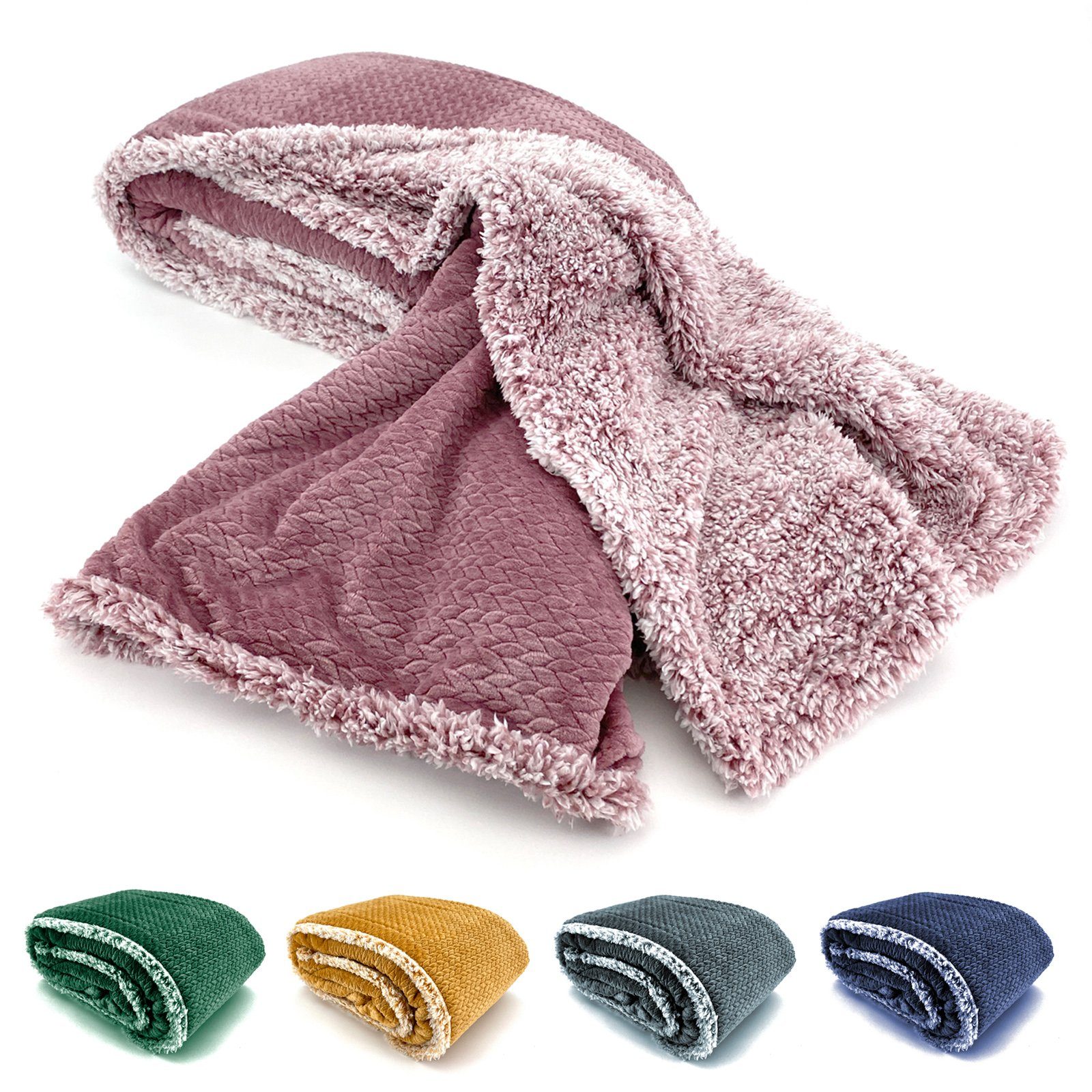 Wohndecke Flauschig warme Kuscheldecke Samt Jaquard günstig online kaufen