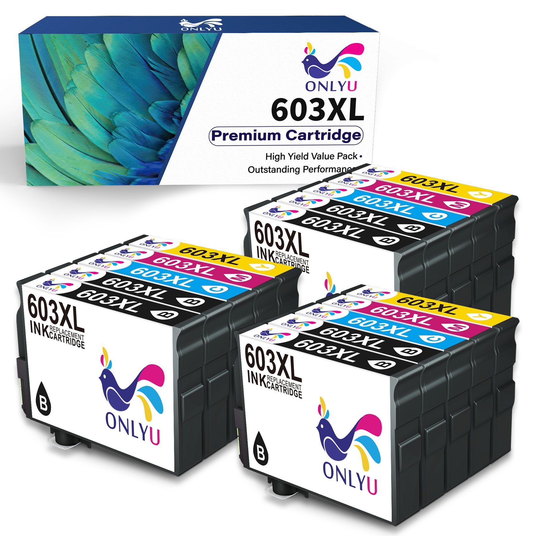 ONLYU ersetzt für EPSON 603XL 603 multipack XP-2100 XP-2105 WF-2830 Tintenpatrone 6x Schwarz, 3x Cyan, 3x Magenta, 3x Gelb(15er-pack)