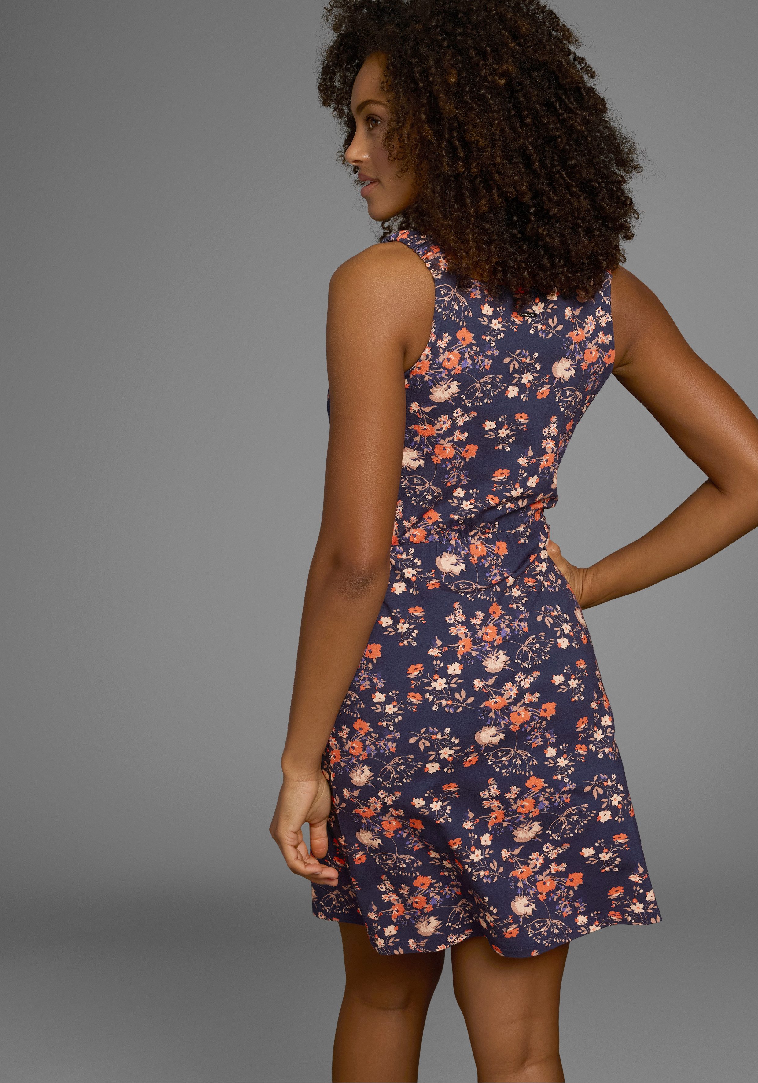 Laura Scott Sommerkleid mit gerafften Trägern & V-Ausschnitt in Wickeloptik günstig online kaufen