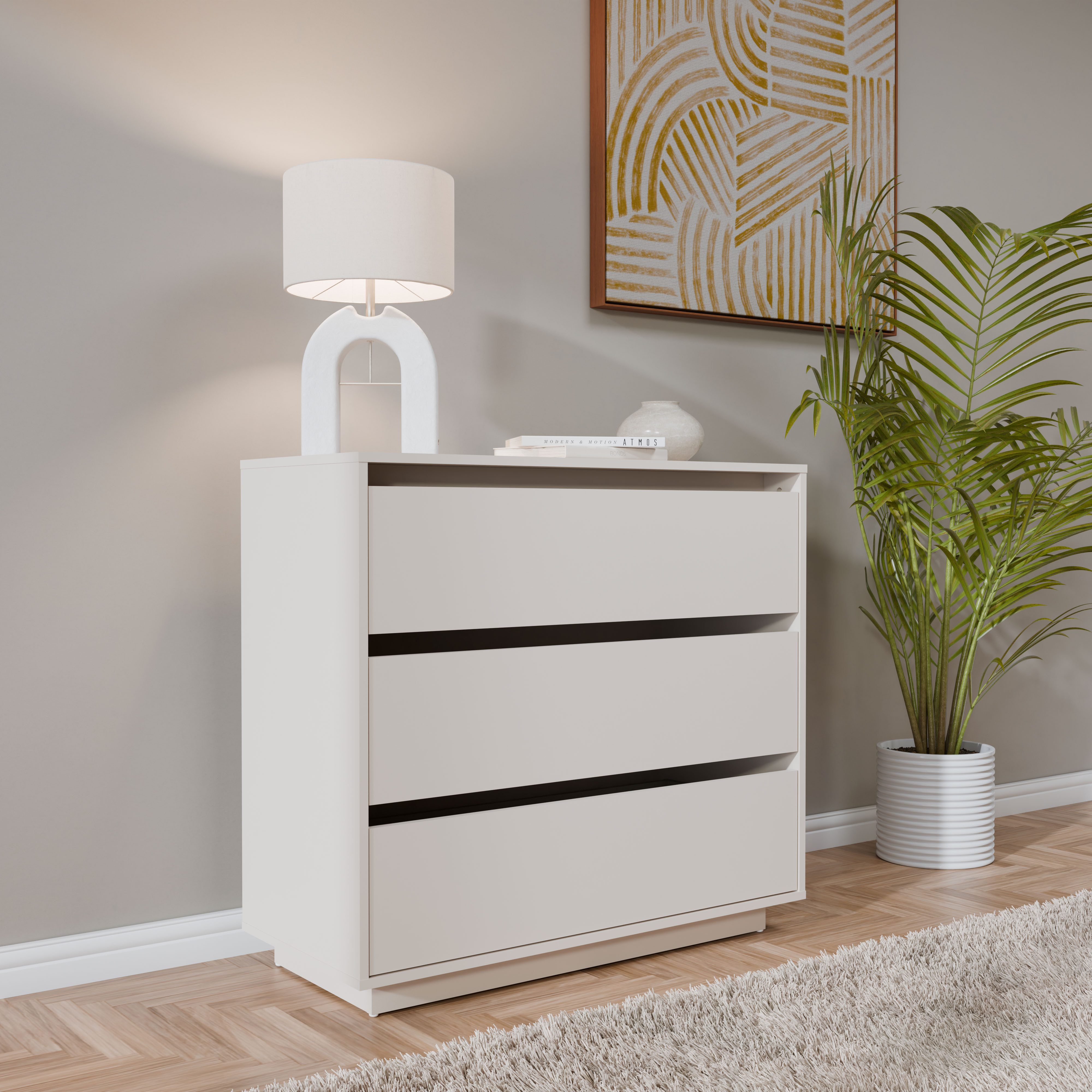 FORTE Kommode Tahoe Kommode, 3 Schubkästen, grifflos, Stauraum, B/H/T 93,5/86,7/41,4 cm viel Stauraum