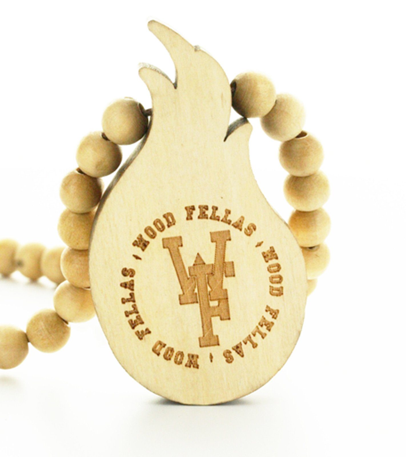 WOOD FELLAS FELLAS moderner Halsband Mode-Schmuck mit Hals-Schmuck Anhänger Basketball Holz-Kette WOOD Beige