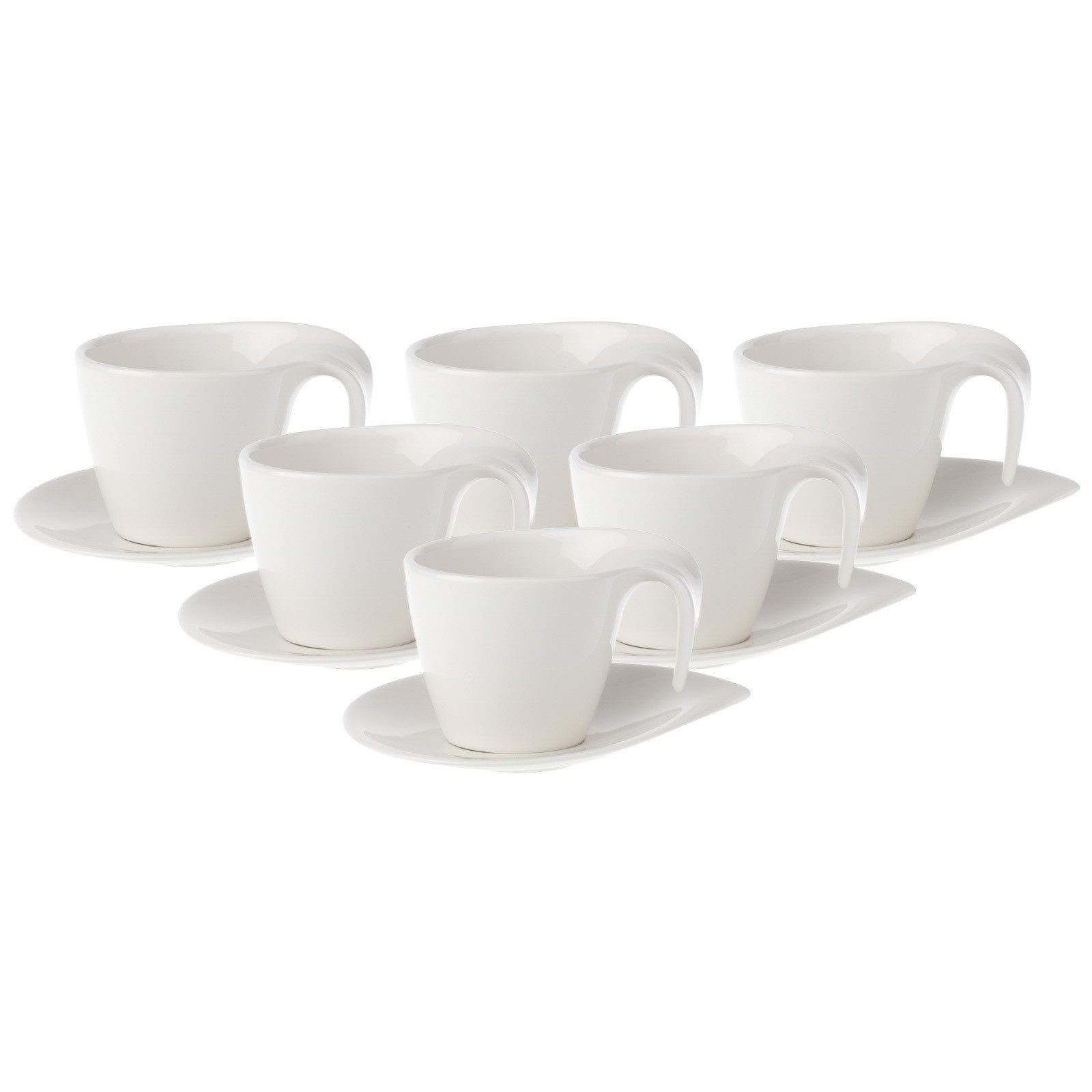 Villeroy & Boch Tasse Flow Frühstückstassen mit Untertassen 250 ml, 6-tlg., Porzellan