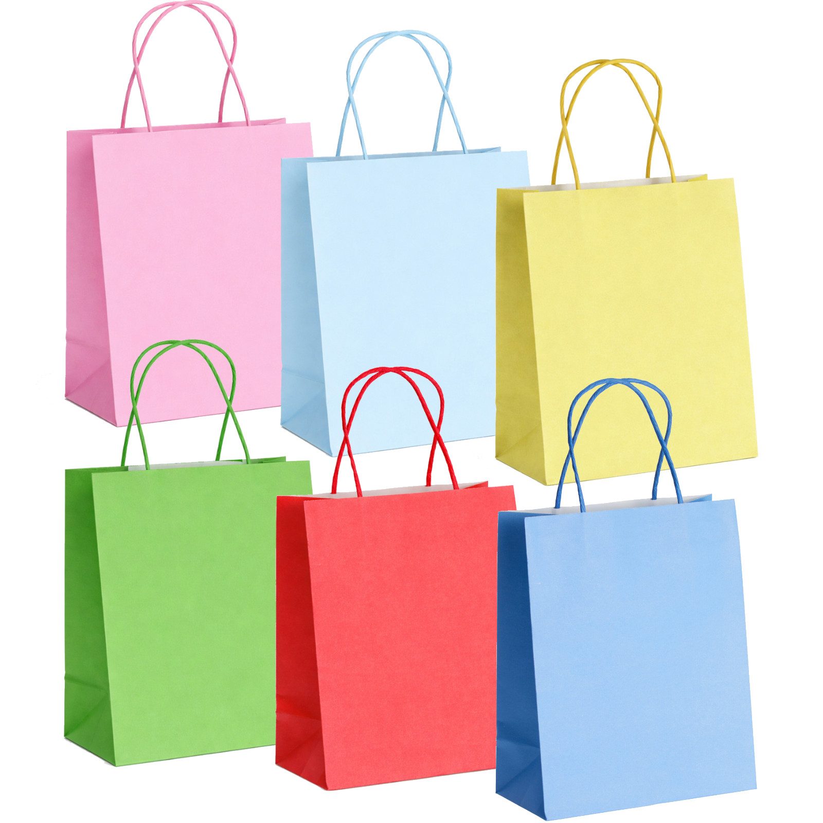 Koopman Geschenk-Tragetasche Geschenkpapiertasche Geschenktasche Tasche 24x20x10cm 12er Set, (12St), Kraft-Papier, 5L Volumen, Mehrfarbig, Tragegriffe