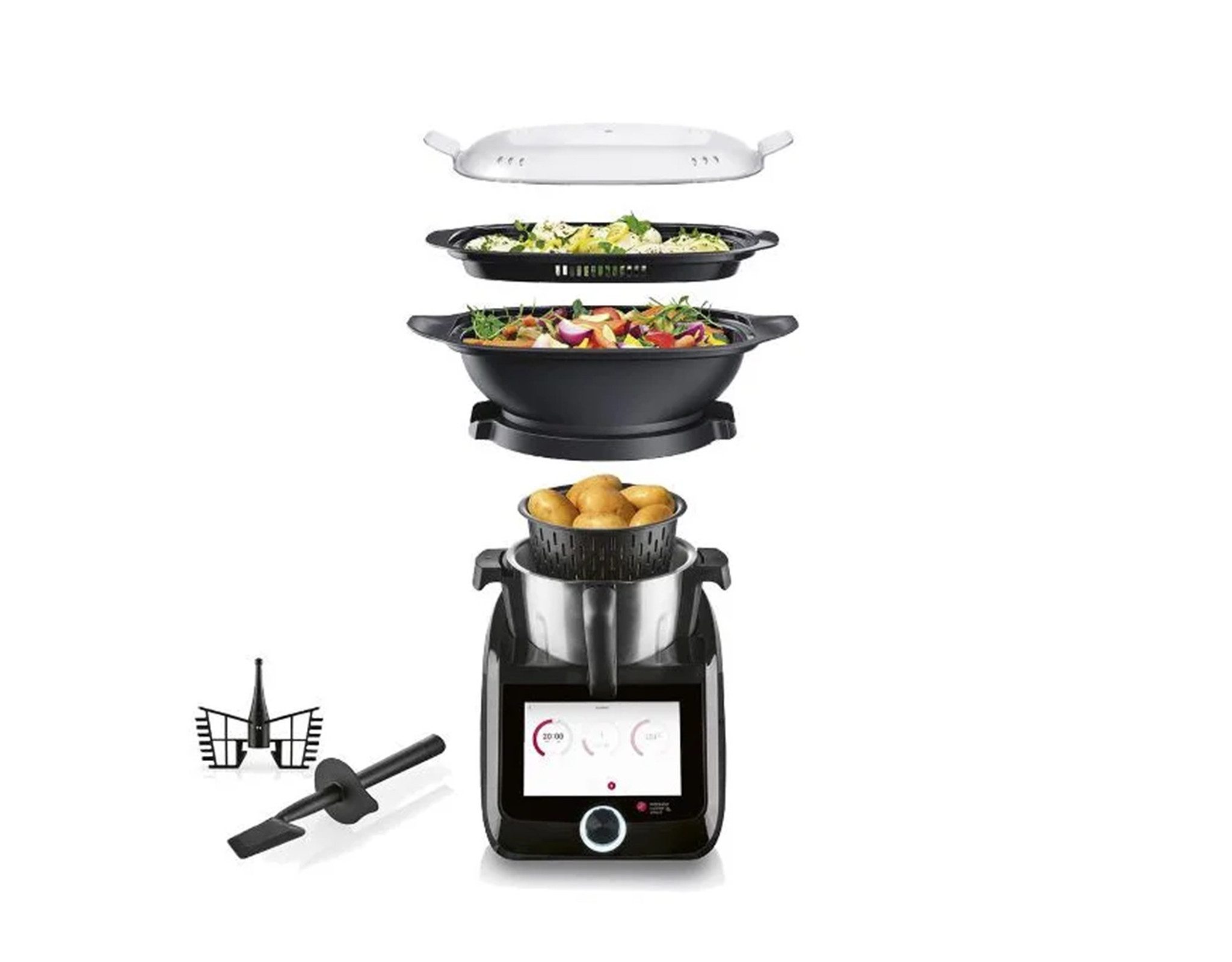 SilverCrest Küchenmaschine mit Kochfunktion SKMS 1200 C1, 1199 W, 4.5 l Schüssel, Smart Black