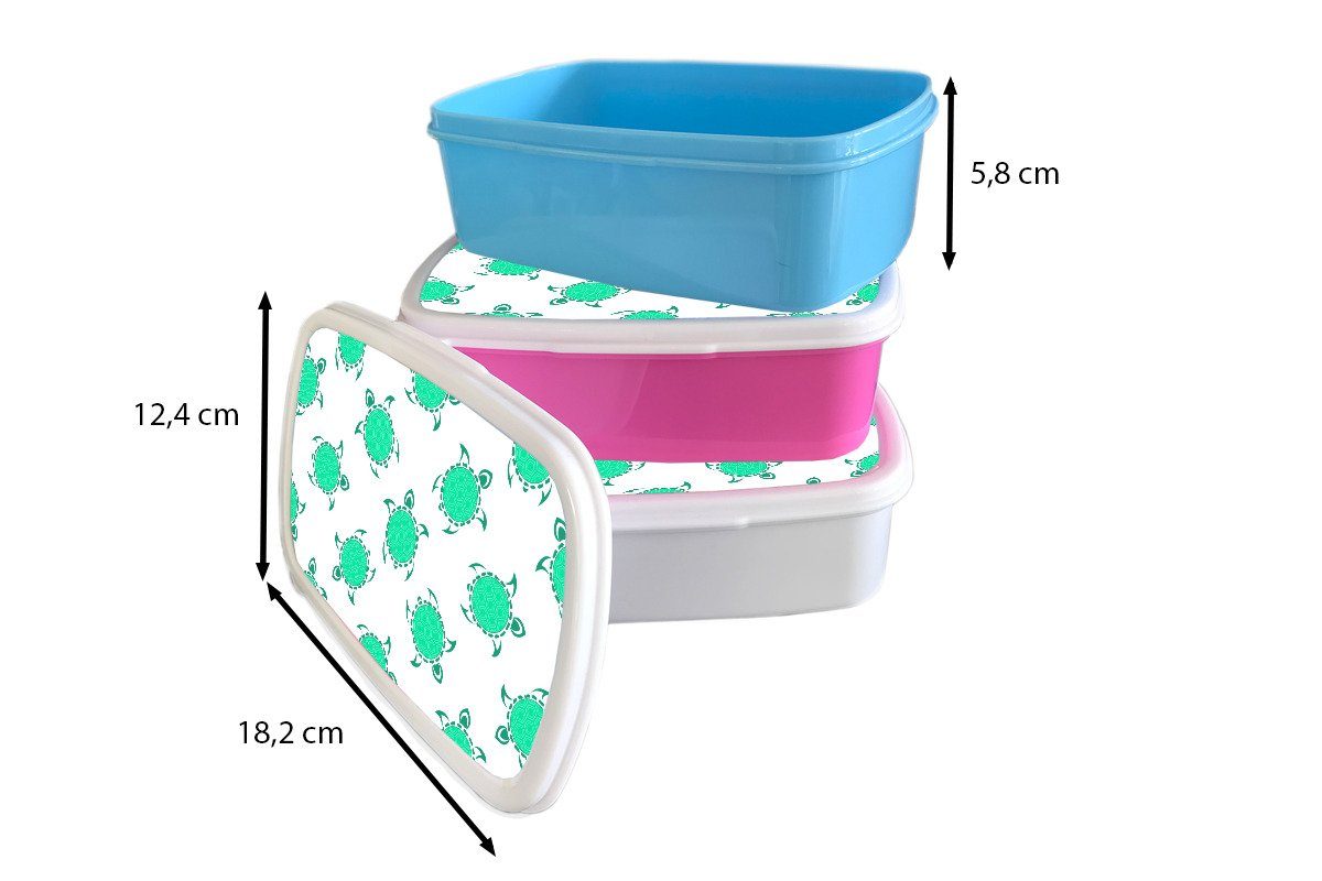 Kartusche Mädchen, Kinder, Schildkröte Erwachsene, Lunchbox (2-tlg), rosa Kunststoff, - Brotbox Kunststoff - Grün, Brotdose für MuchoWow Snackbox,