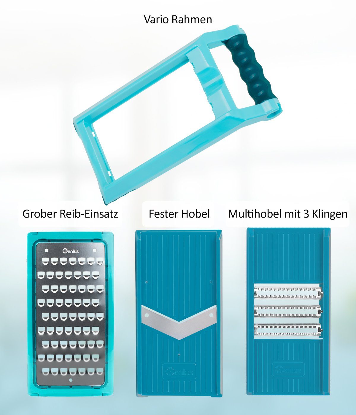 Genius Gemüseschneider Zerkleiner Nicer Dicer Chef Professional Deluxe 39-tlg., 5.2L Behälter Deckel Gemüsehobel Zerkleiner – Bild 4 von 5