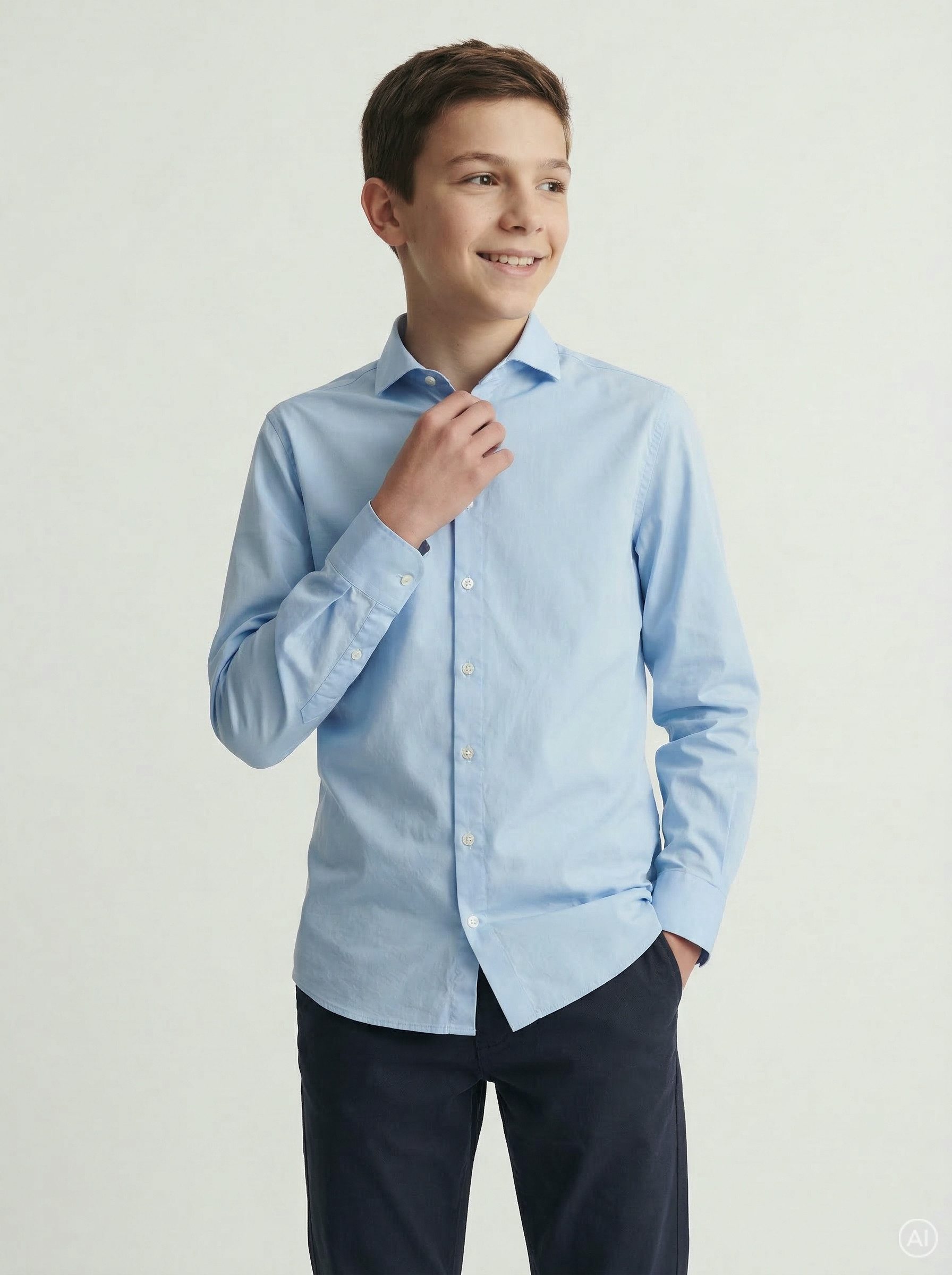 Jack & Jones Junior Langarmhemd JJEAXEL elastisch und einfach kombinierbar unifarben, modisch, regular fit, Web, Hemdkragen