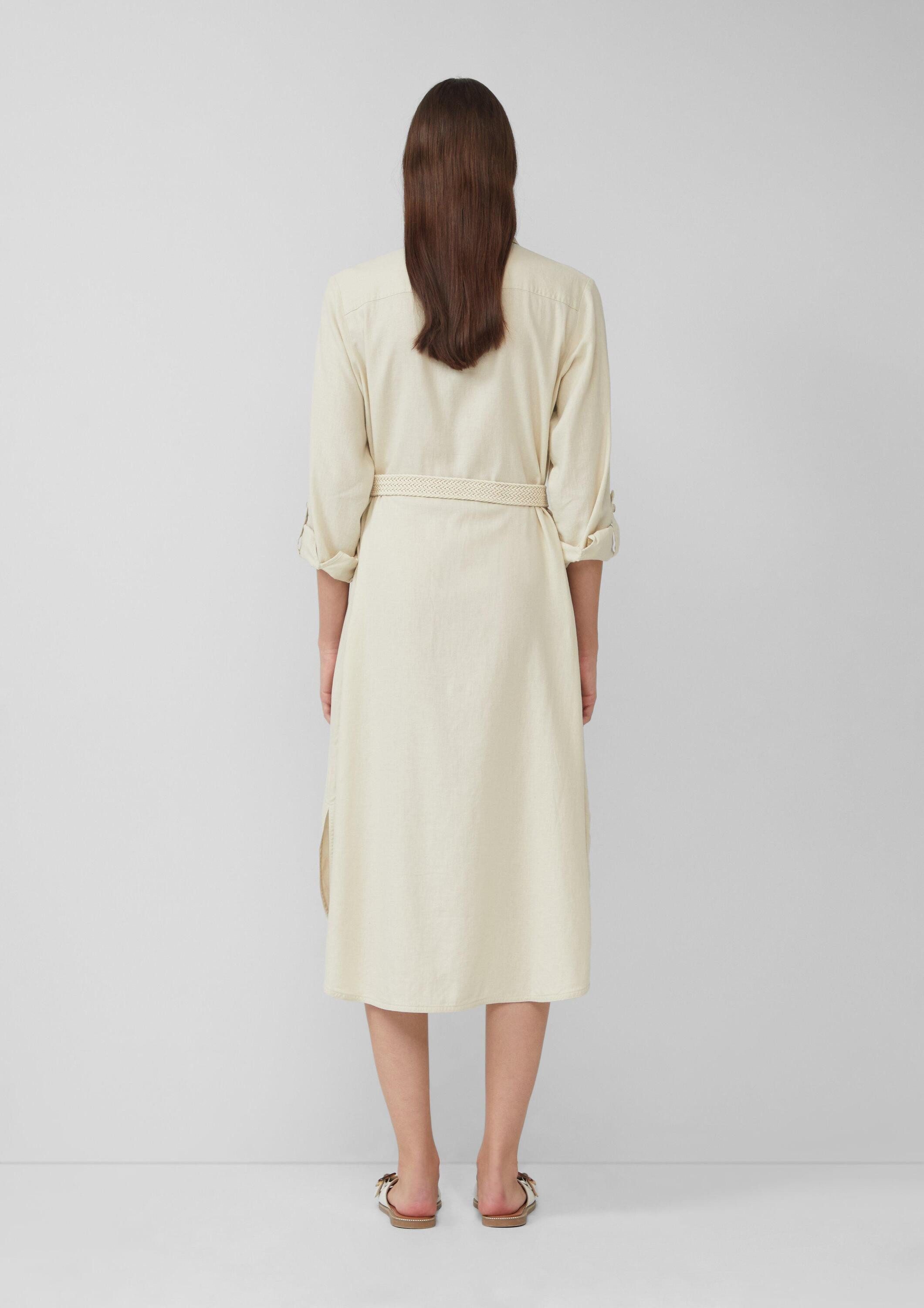 s.Oliver Midikleid Kleid Hemdblusenkleid im Relaxed Fit mit geflochtenem Gürtel