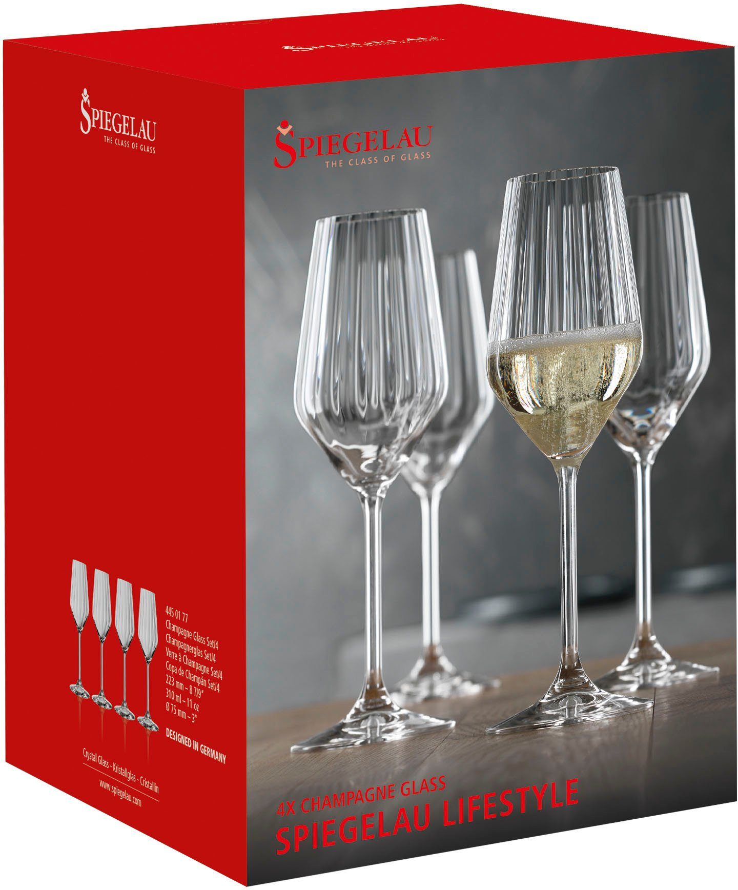 SPIEGELAU Champagnerglas LifeStyle, 4-tlg., Kristallglas, 310 ml, 4-teilig