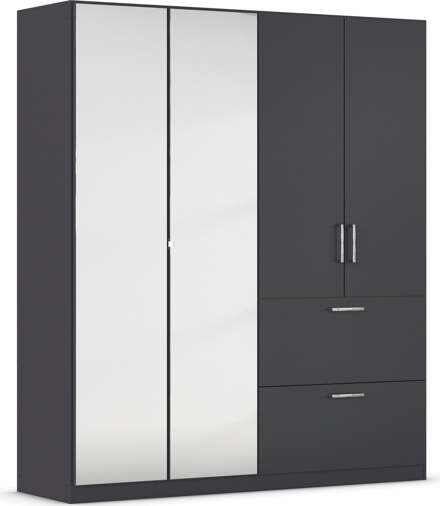 rauch Drehtürenschrank Kleiderschrank Schrank Garderobe Schlafzimmerschrank PADUA voll aufgelegte Spiegeltüren, zwei große Schubladen MADE IN GERMANY