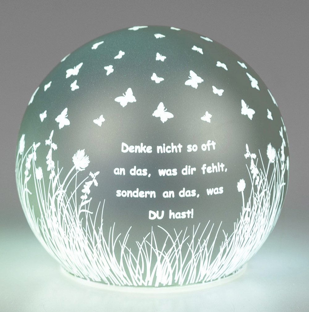 LED Dekolicht Kugel salbei 10cm 12cm - Denke an das was du hast