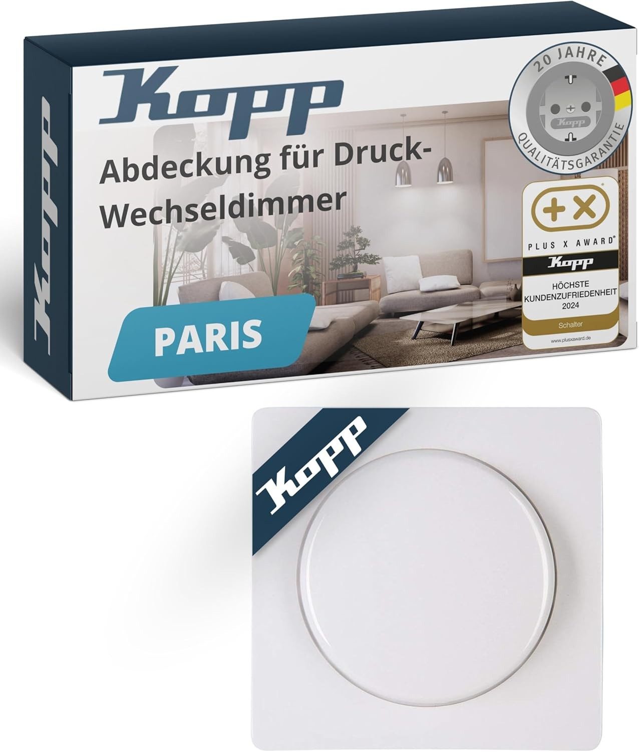 Kopp Schalter Kopp PARIS Dimmschalter Abdeckung Wechseldimmer Druckschalter, Ruhekontakt