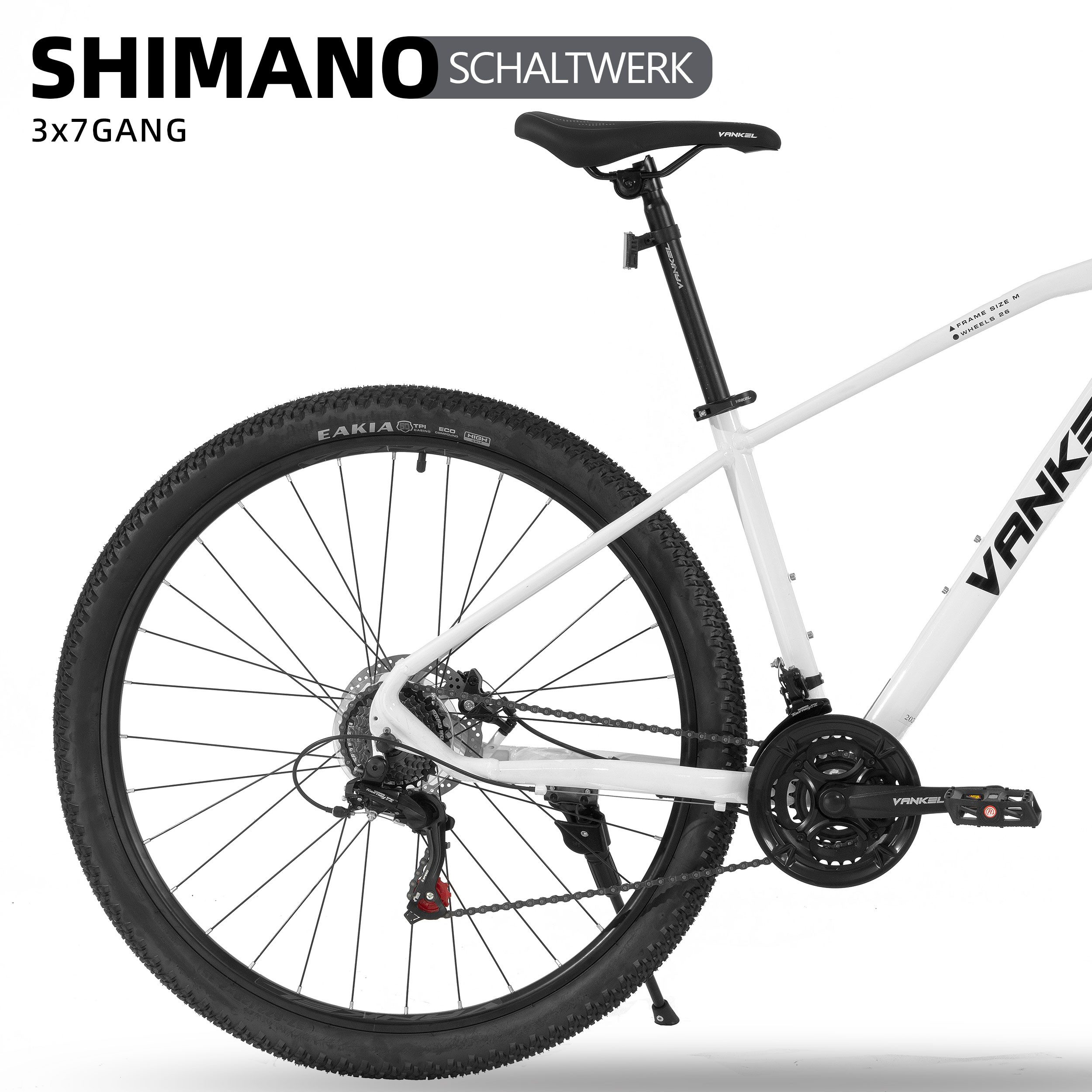Vankel Mountainbike Shimano Schaltwerk, 29 Zoll MTB für Damen und Herren, 21 Gang Shimano, Hochwertiger Aluminium-Diamantrahmen, Scheibenbremse