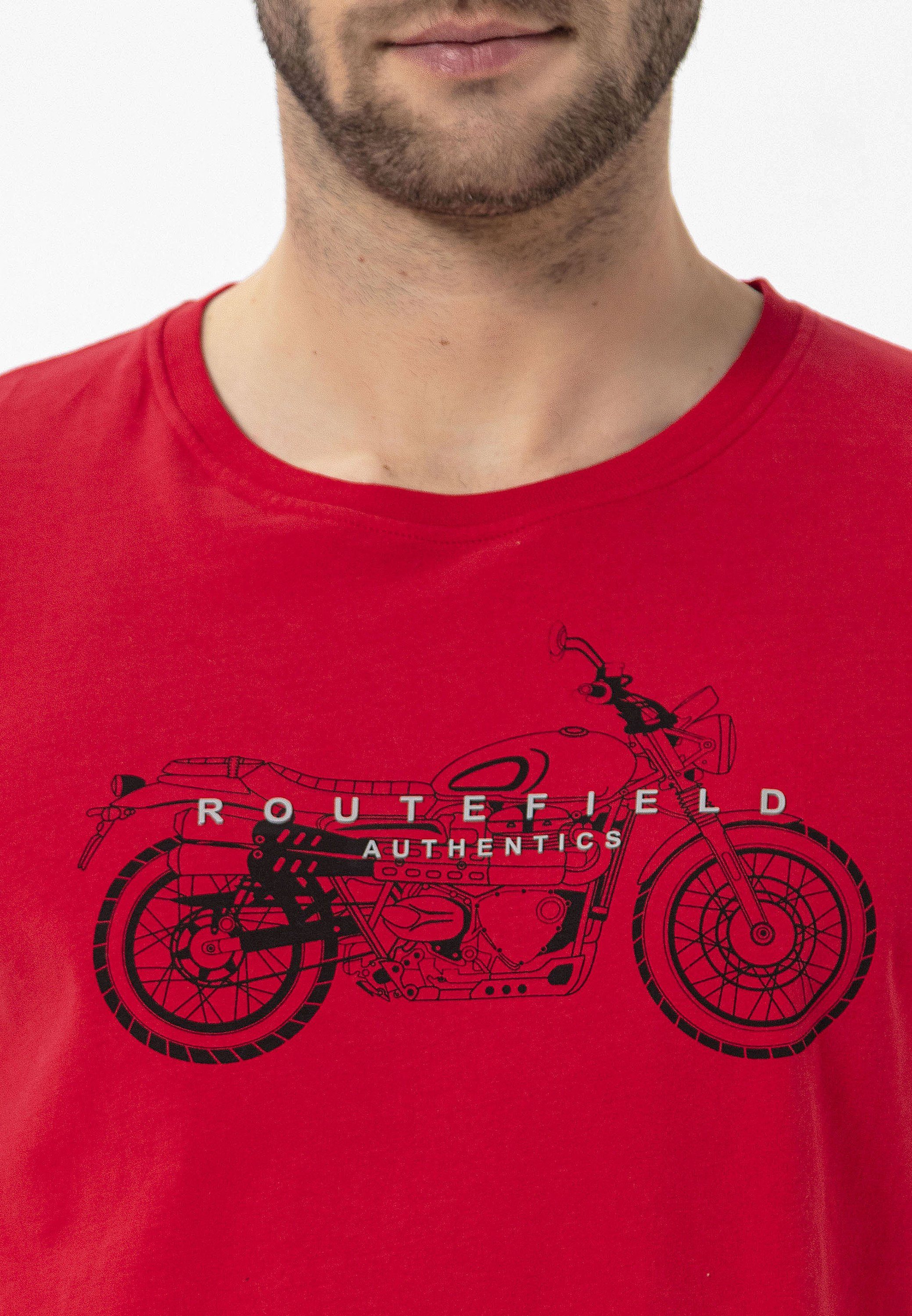 Herren Shirts ROUTEFIELD T-Shirt TOUR mit Motorrad Print